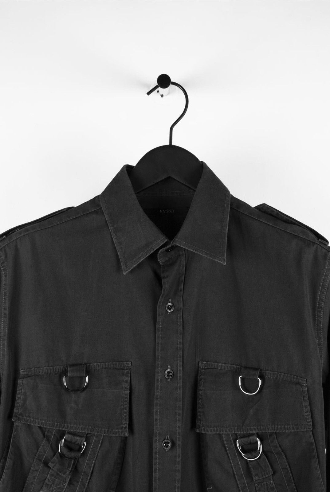 Gucci Gucci by Tom Ford SS2002 Diagonal Pocket Military Shirt Size US L / EU 52-54 / 3 - 3 Thumbnail