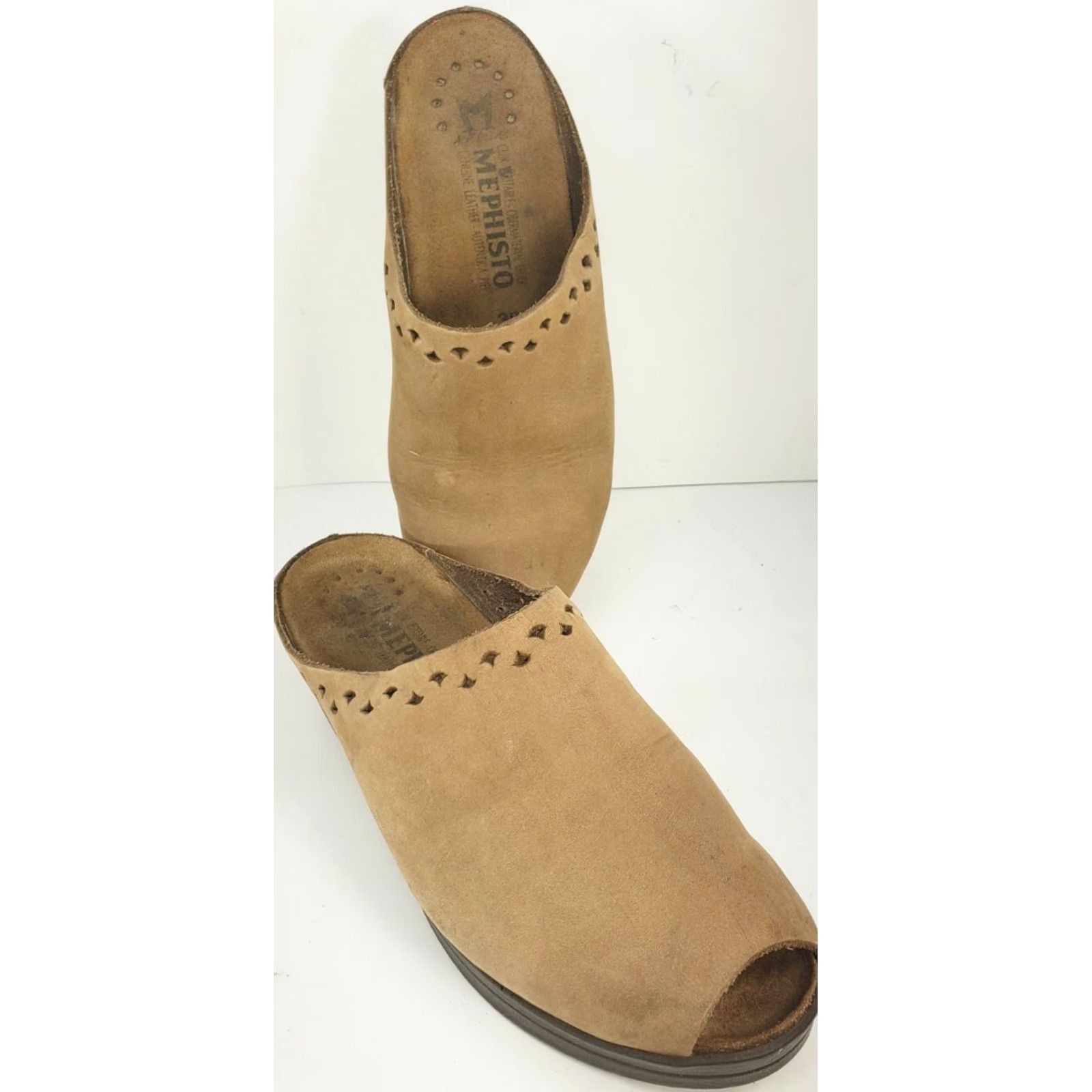 Mephisto Mephisto Women's Black Peep Toe Leather Mule Clog Size 8M 39E Size US 8 / IT 38 - 3 Thumbnail