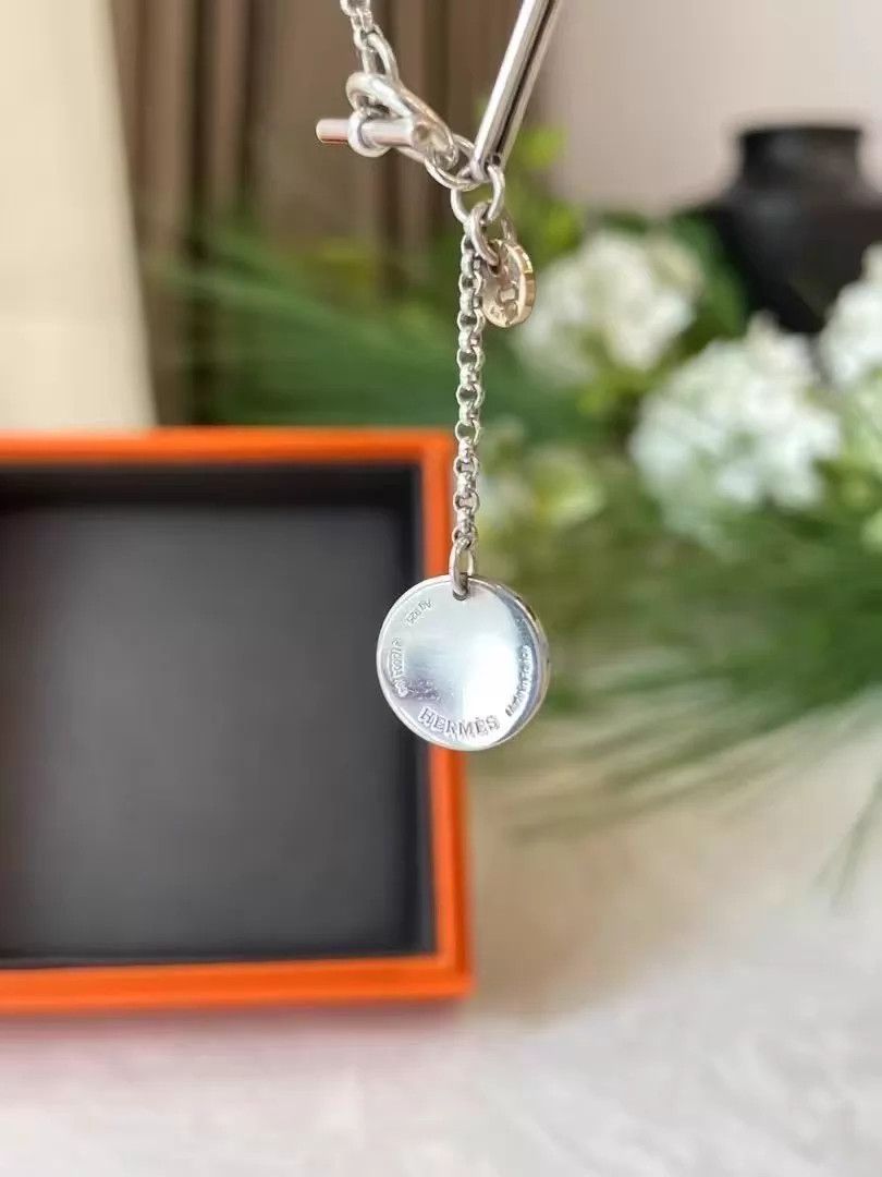 Hermes Hermès Ex-Libris 18K Gold Pendant Silver Chain AE277 Size ONE SIZE - 6 Thumbnail