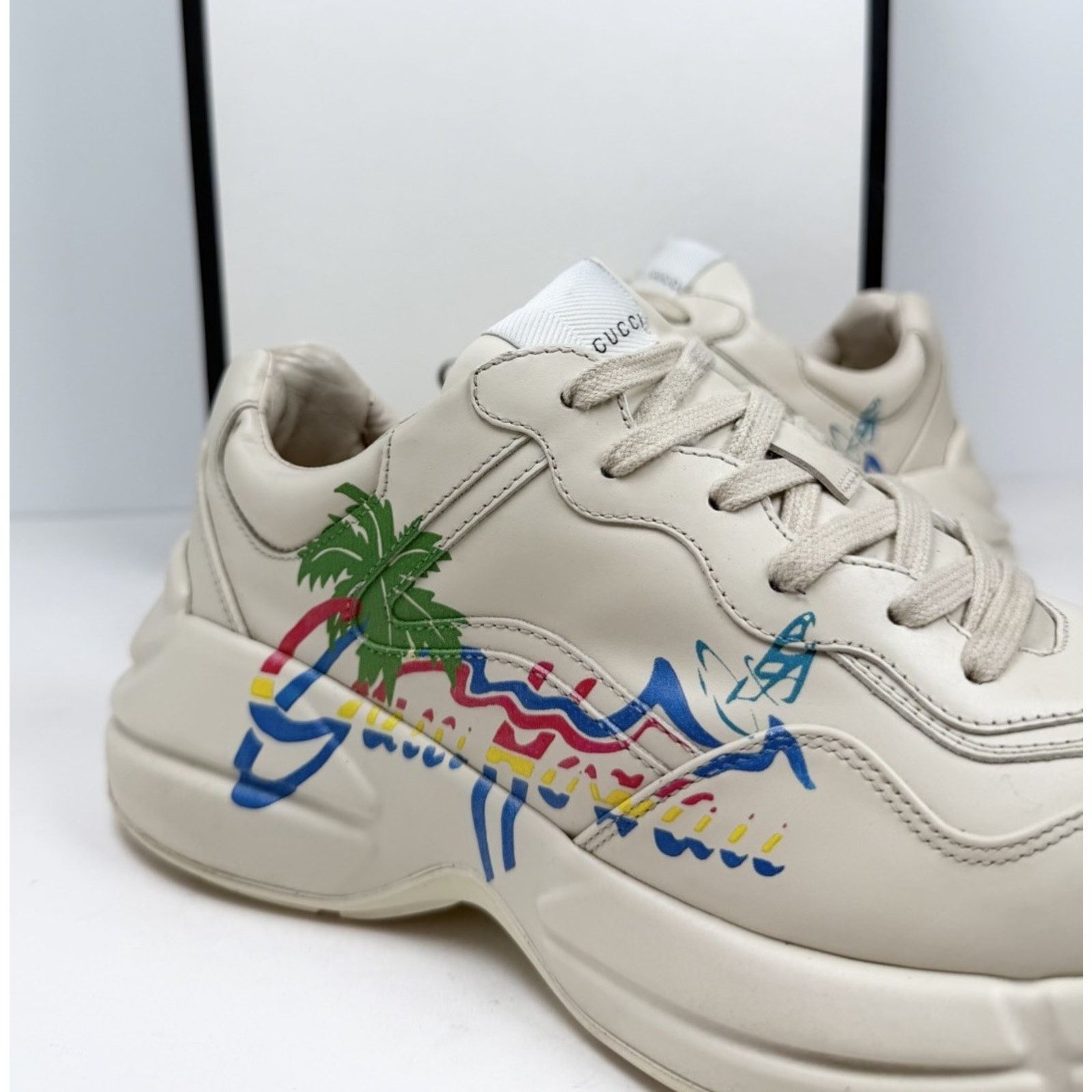 Gucci Size 7.5US - Gucci Rython Ivory Leather Hawaii Size US 7.5 / EU 40-41 - 3 Thumbnail