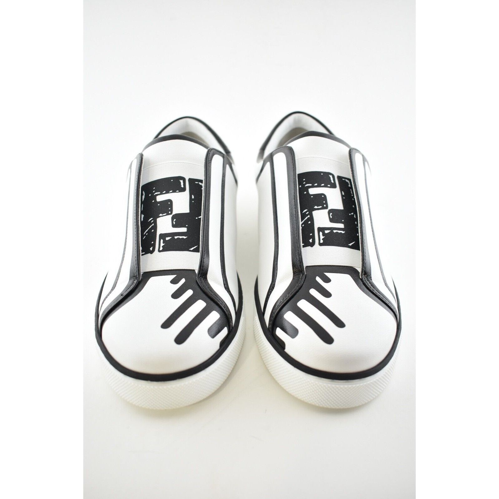 Fendi Fendi Joshua Vides Black White Leather Top Slip On Sneaker Size US 7 / IT 37 - 6 Thumbnail
