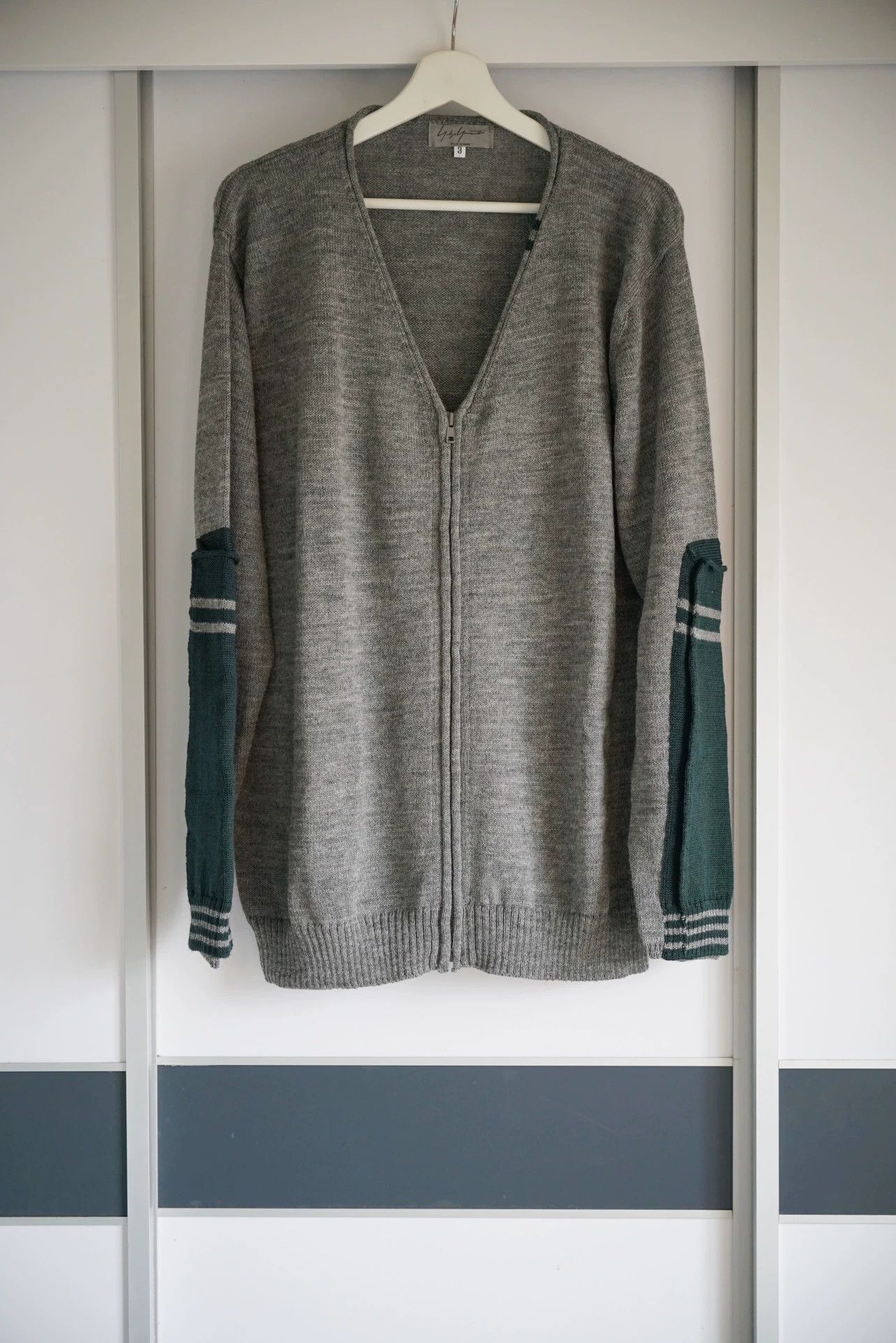 Yohji Yamamoto Yohji Yamamoto 06AW Green Sleeve Zip Wool Sweater Size US L / EU 52-54 / 3 - 1 Thumbnail