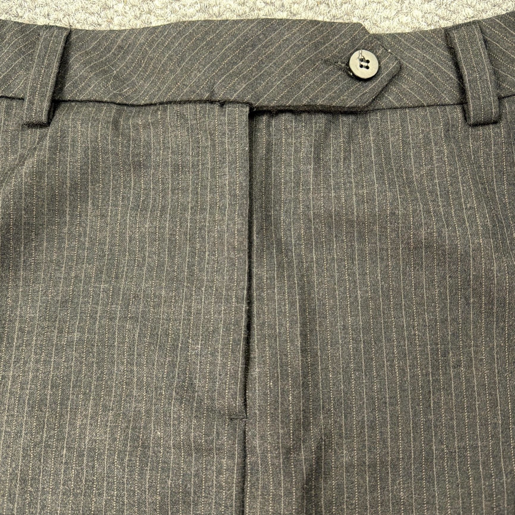 Vintage Herman Geist Skirt Womens 10 Brown Pinstripe A Line High Low Midi Career Office Size 32" / US 10 / IT 46 - 3 Thumbnail