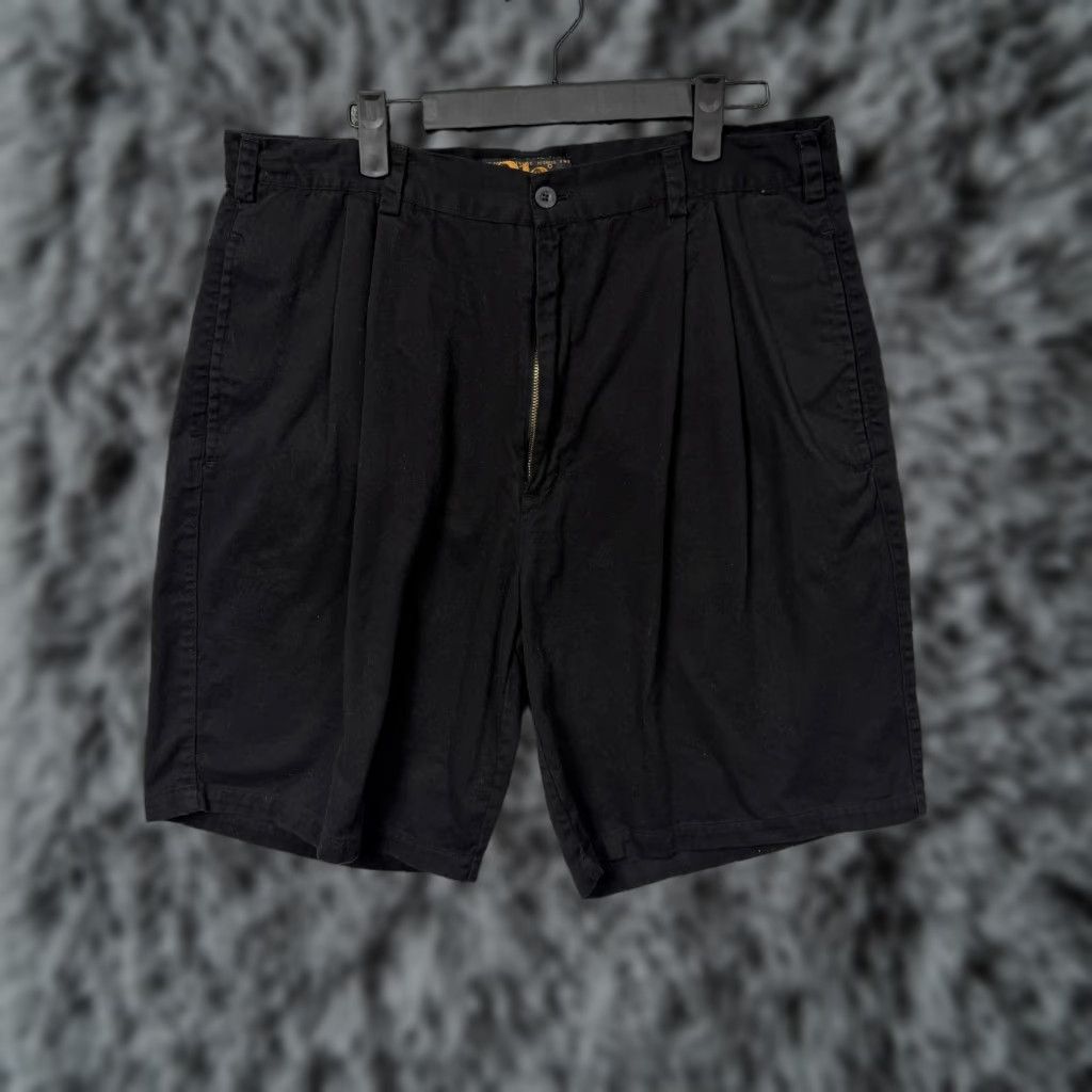 Vintage VINTAGE 212 Degrees Chino Shorts Mens 35x8 Black Pleated Skater Streetwear Size US 35 - 1 Thumbnail