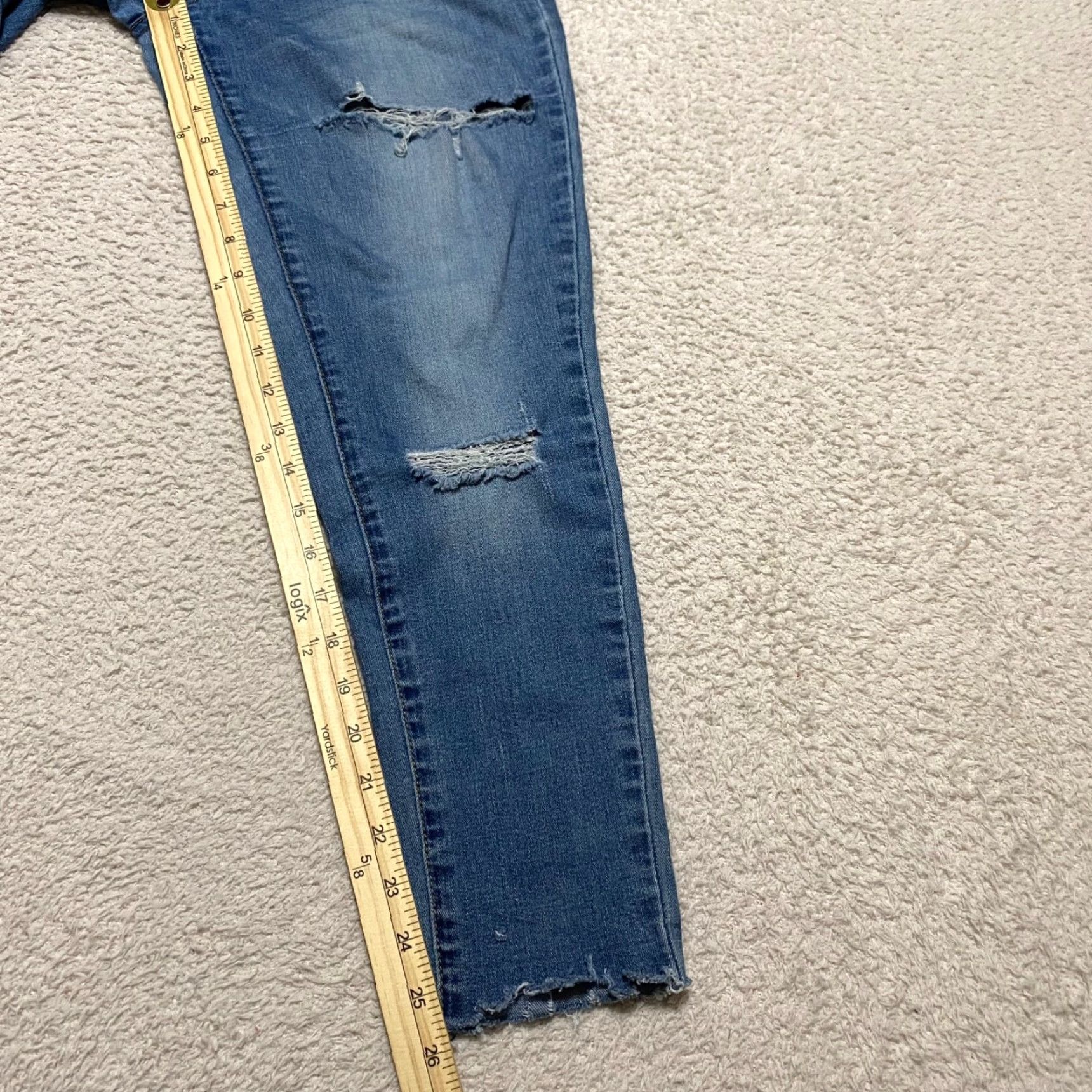Vintage Kancan Womens Jeans 28 Blue Denim Skinny Mid Rise Distressed Jeans Women XS-28 Medium Wash Size 28" / US 6 / IT 42 - 3 Thumbnail