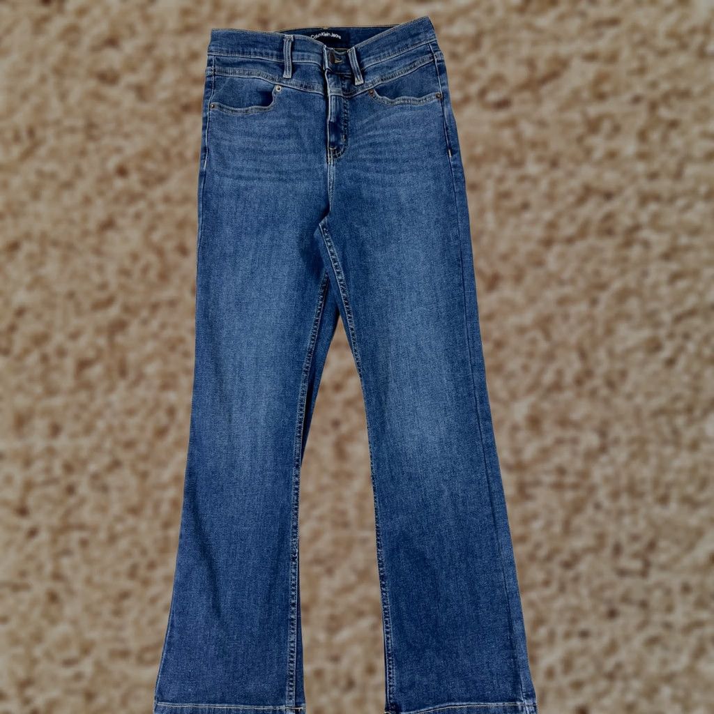 Calvin Klein Calvin Klein Jeans Women's Juniors 8 Blue Bootcut Distressed Denim High Rise Cotton 25x28 Size 30" / US 8 / IT 44 - 1 Thumbnail