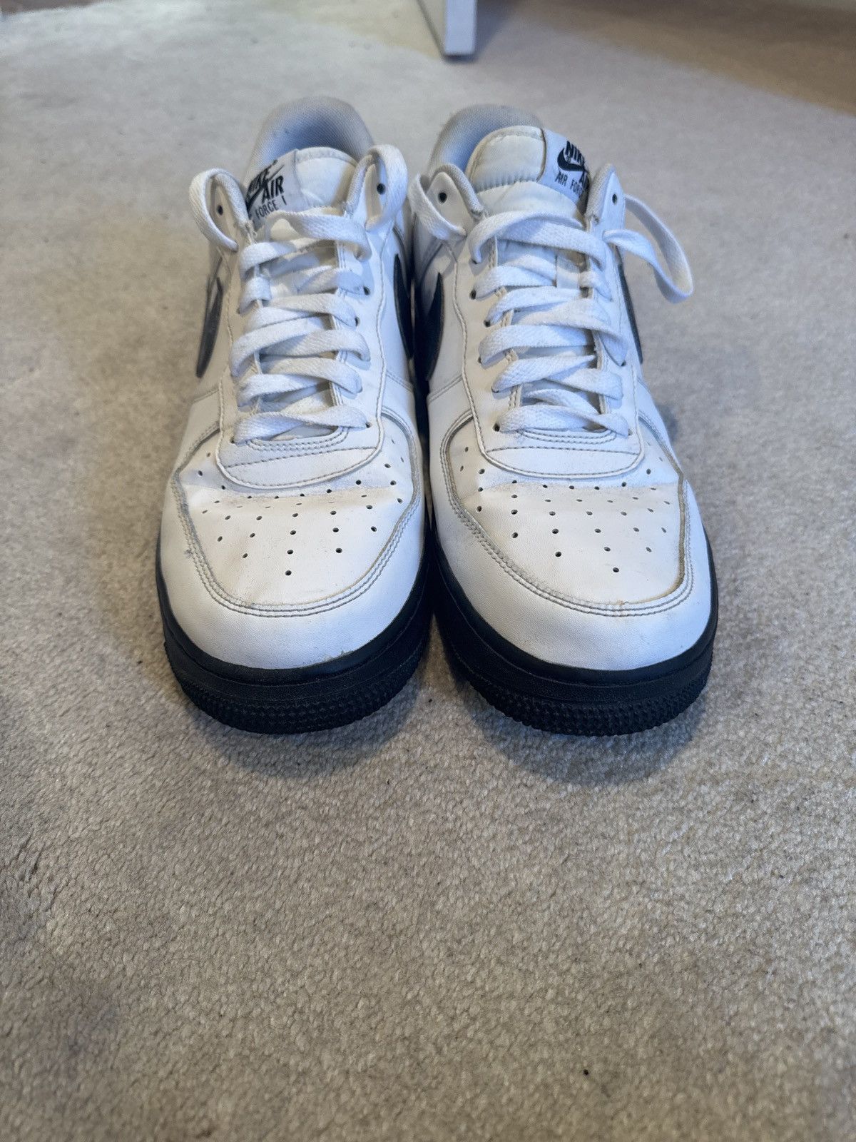 Nike Nike Air Force One White Black Size US 12 / EU 45 - 3 Thumbnail