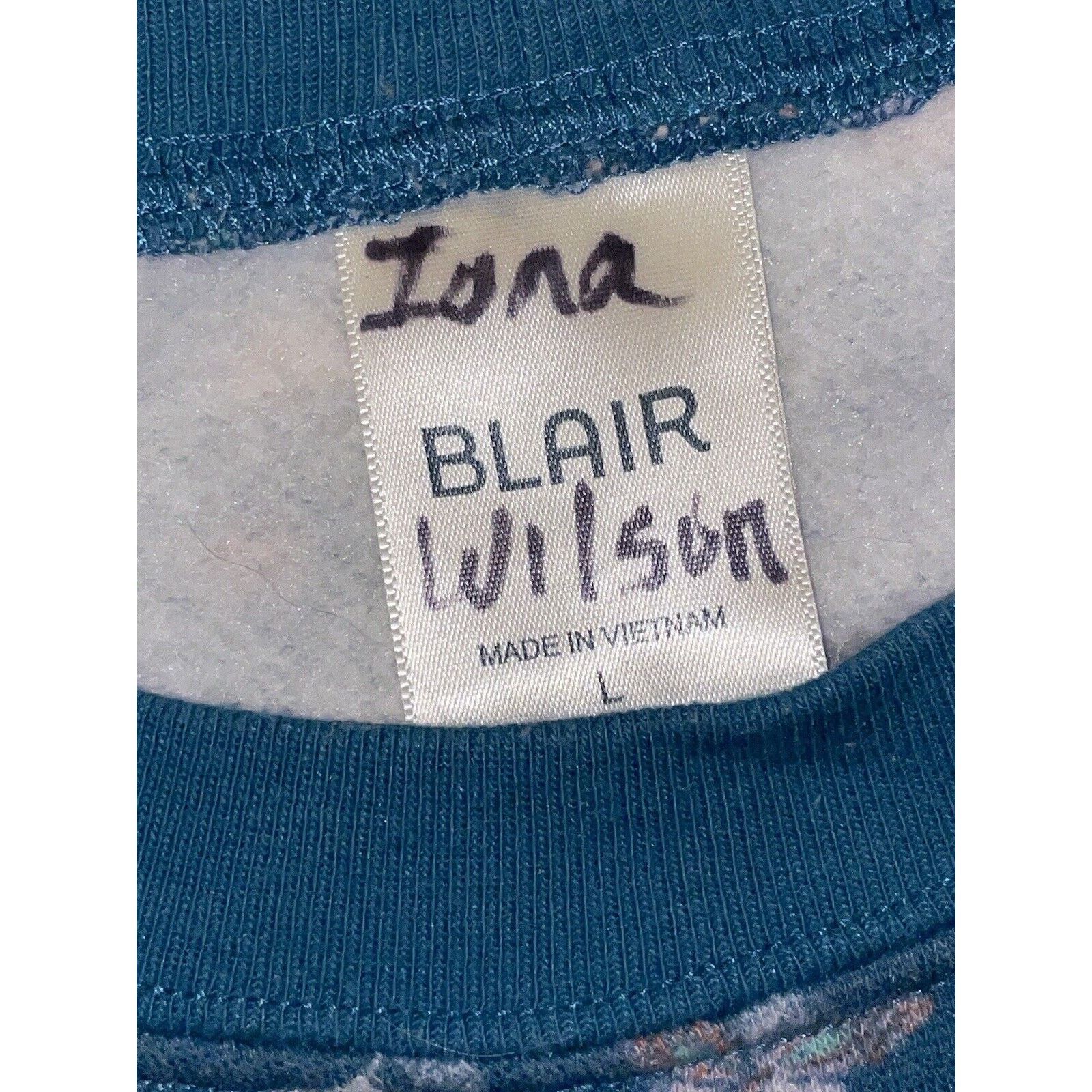 Vintage Vintage Floral Crewneck Sweatshirt Turquoise Large Size L / US 10 / IT 46 - 3 Thumbnail