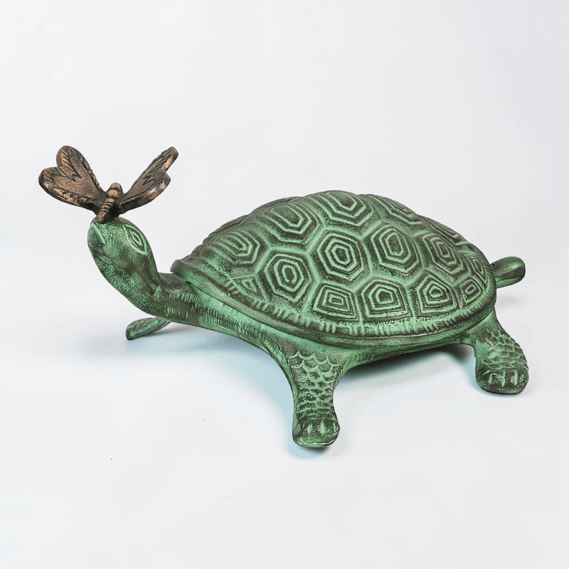 Other Turtle and Butterfly Statue, Verdigris Rustic Garden Decor Size ONE SIZE - 2 Thumbnail