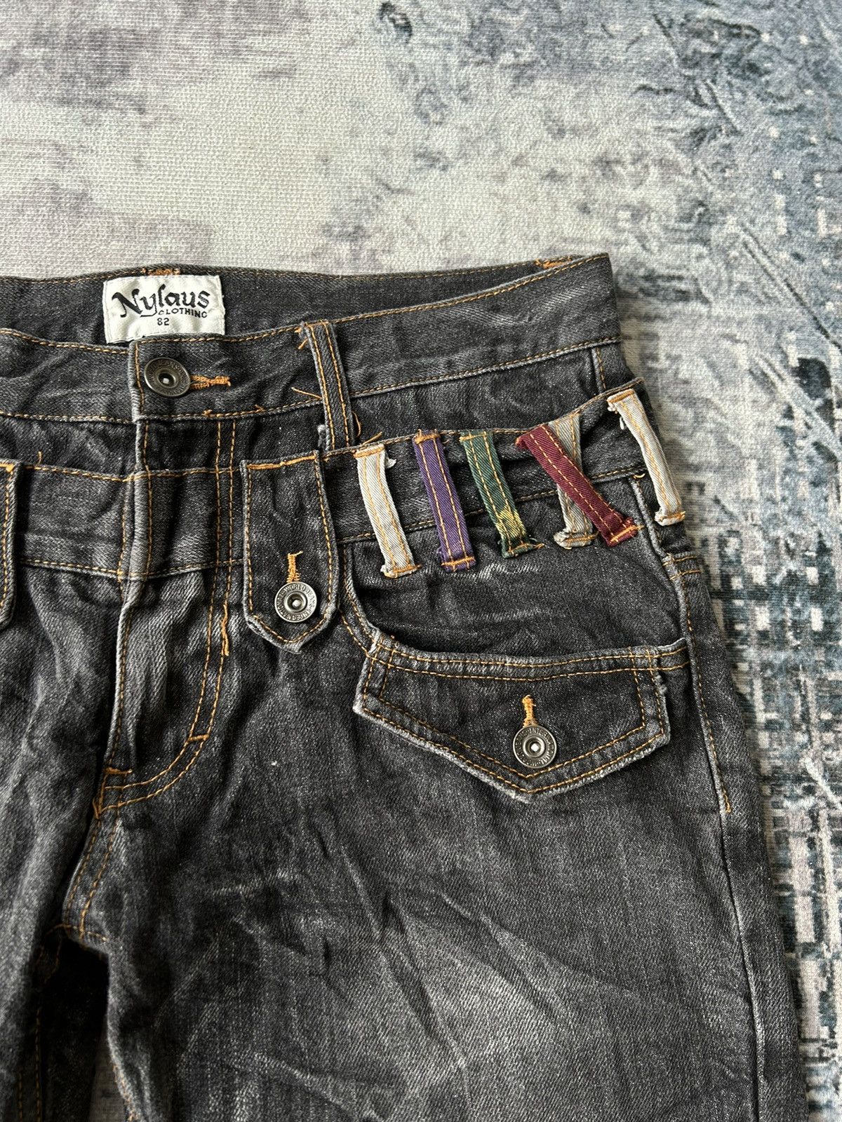 20471120 Nylaus Punk Double Waist Black Denim Size US 30 / EU 46 - 6 Thumbnail