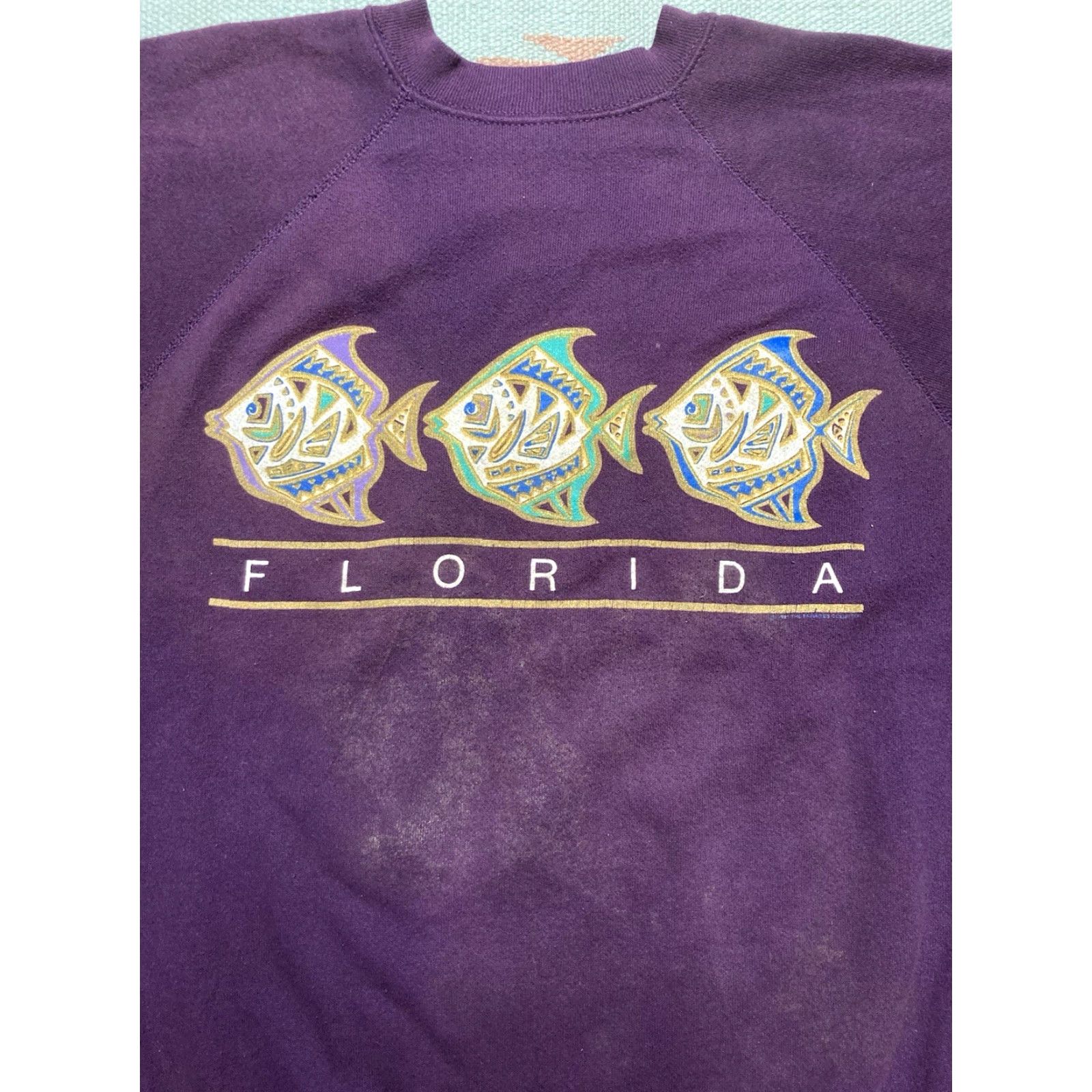 Vintage VINTAGE Florida fish aztec purple USA adult Large crewneck sweatshirt Shirt Mens History? Size US L / EU 52-54 / 3 - 2 Thumbnail