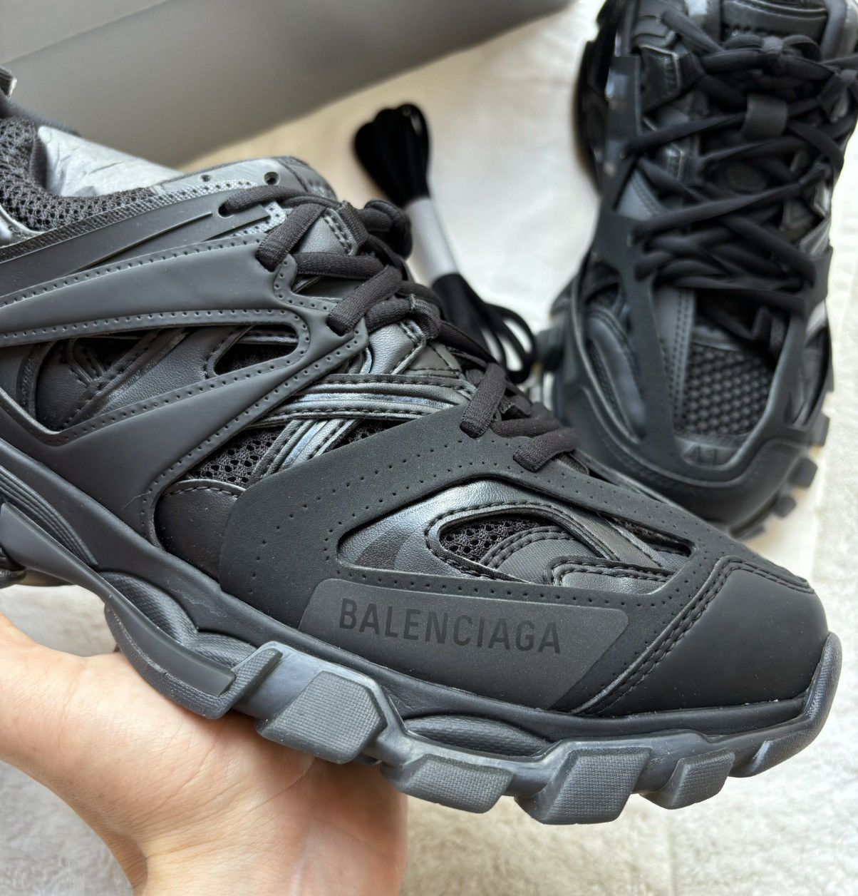Balenciaga Balenciaga Triple Black Track Sneakers Size US 8 / EU 41 - 3 Thumbnail