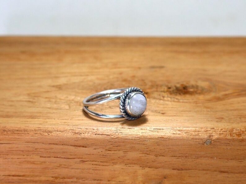 Handmade Rainbow Moonstone Ring: Handmade 925 Sterling Silver Ring Size ONE SIZE - 4 Thumbnail