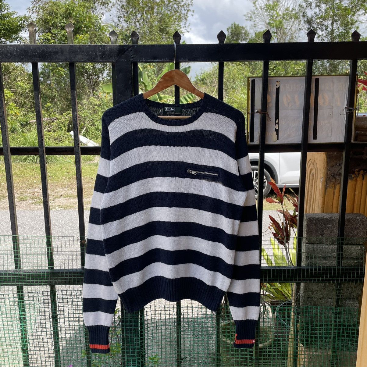 Polo Ralph Lauren 🔥Vintage Polo Ralph Lauren Zipper Pocket Striped Knitwear Size US S / EU 44-46 / 1 - 1 Thumbnail