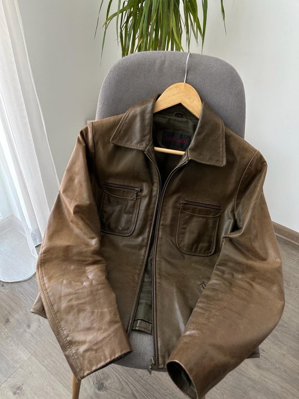 Genuine Leather × Japanese Brand × Vintage Vintage Genuine Leather Leonardo Brown Jacket Size US S / EU 44-46 / 1 - 8 Thumbnail