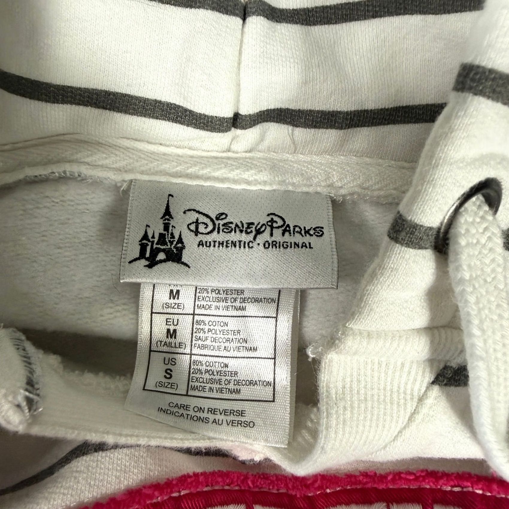 Disney VINTAGE Disney World Hoodie Sweatshirt M Pink Striped Preppy Disneyland Y2K White Women Size M / US 6-8 / IT 42-44 - 3 Thumbnail