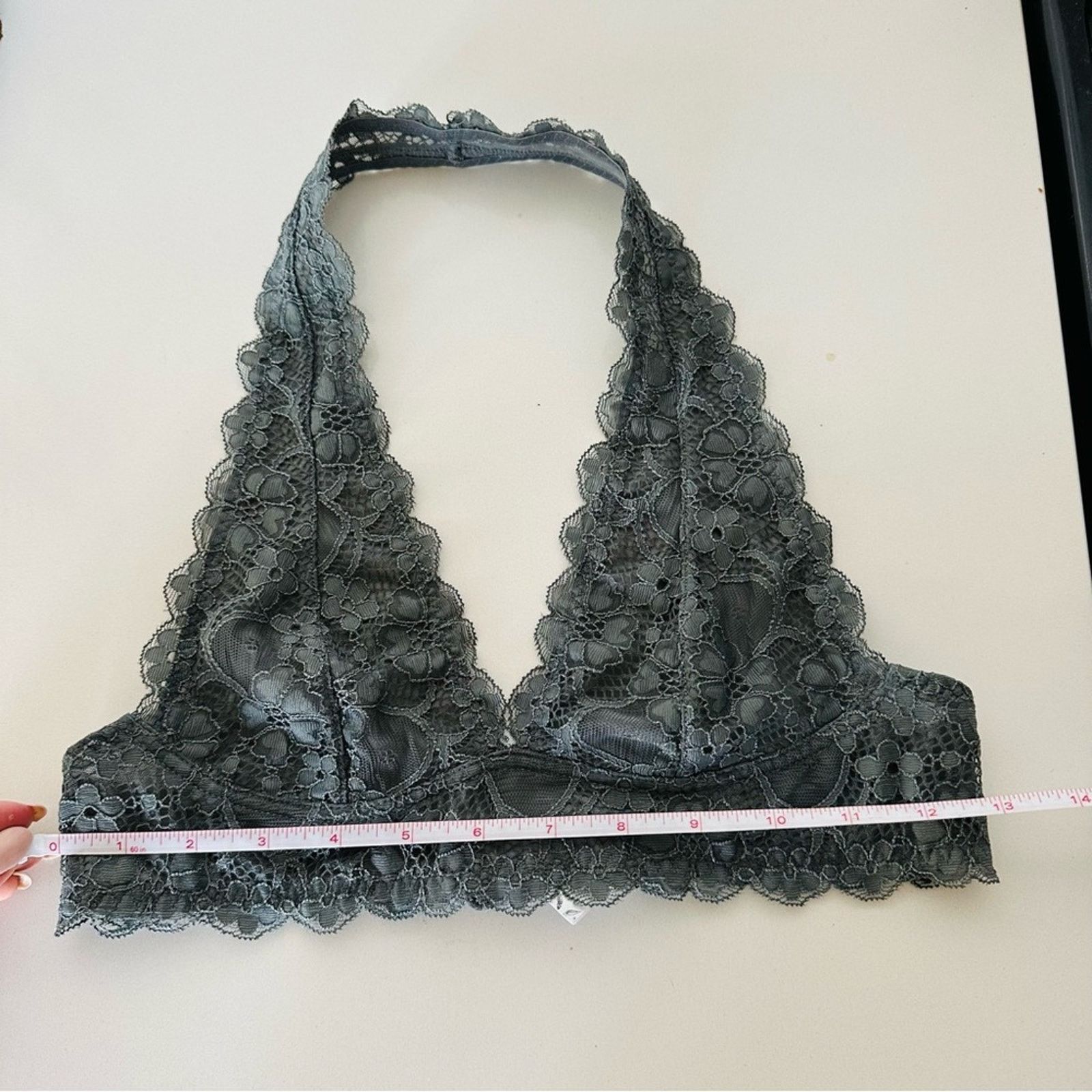 Free People FP FREE PEOPLE Grey Lace Halter Tank Sheer Bra Bralette Size S / US 4 / IT 40 - 6 Thumbnail