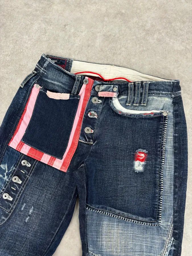 Marithe + Francois Girbaud 2000s Marithé + François Girbaud Multi-Patchwork Design Blue Denim Jeans Size 26" / US 2 / IT 38 - 5 Thumbnail