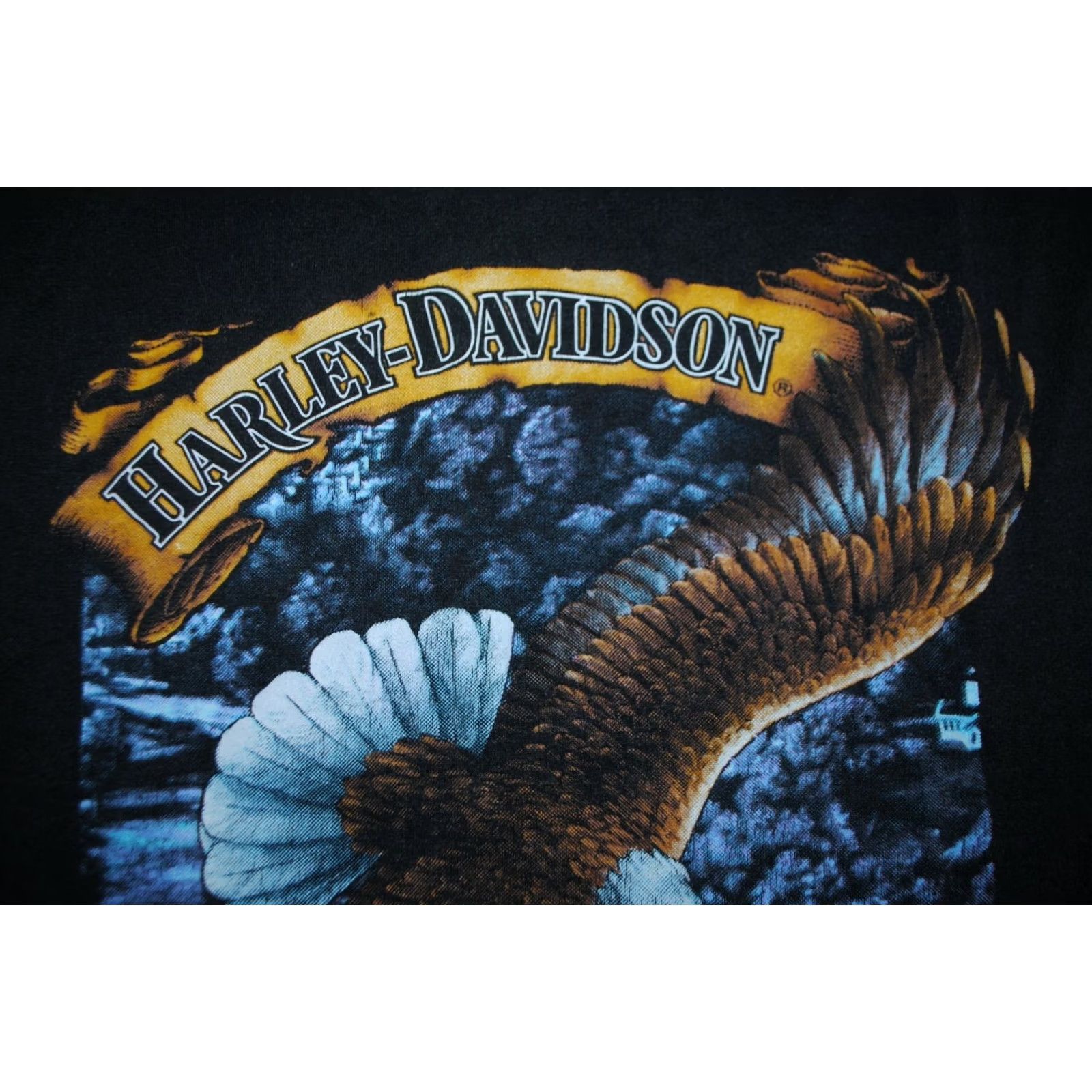 Harley Davidson VINTAGE HARLEY-DAVIDSON 3D EMBLEM MOTORCYCLES EAGLE SOARS ALONE TSHIRT XL BLACK Mens XL 50/50 Size US XL / EU 56 / 4 - 2 Thumbnail