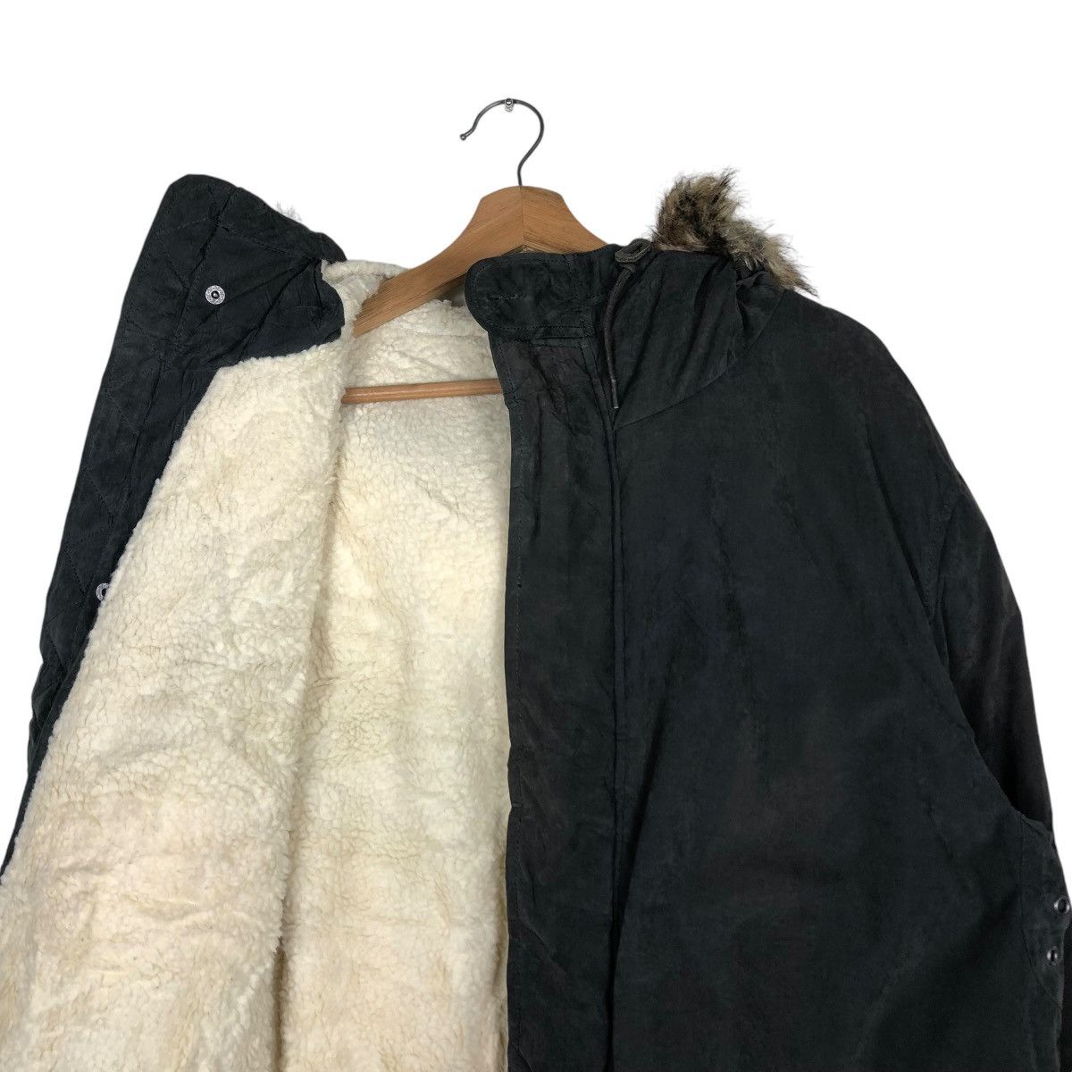 Japanese Brand 🔥VINTAGE BOMBER JACKET CHORE WORKER VOLCOM MINK FUR HOODIE Size US XL / EU 56 / 4 - 15 Thumbnail