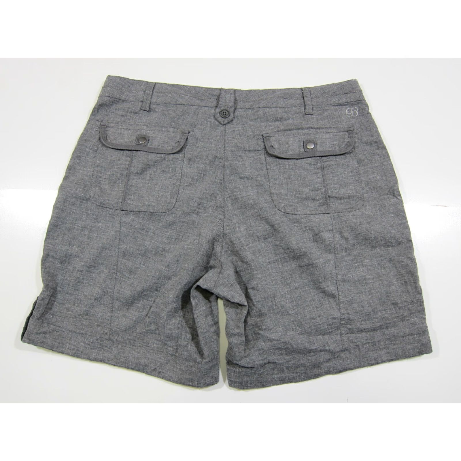 Vintage Aventura Bristol Bermuda Shorts Women Size 12 Grey Hemp Stretch Pockets 6.5" Inseam 36" Waist Regular Rise Mid Zip Front Yoga Casual Activewear Size 25" / US 0 / IT 36 - 2 Thumbnail