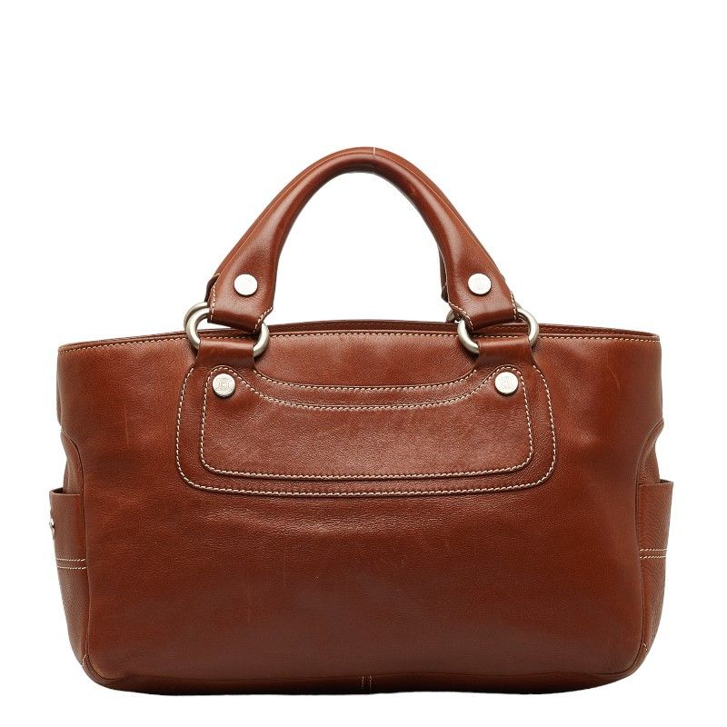 Image of Celine Leather Boogie Handbag in Brown, Women's