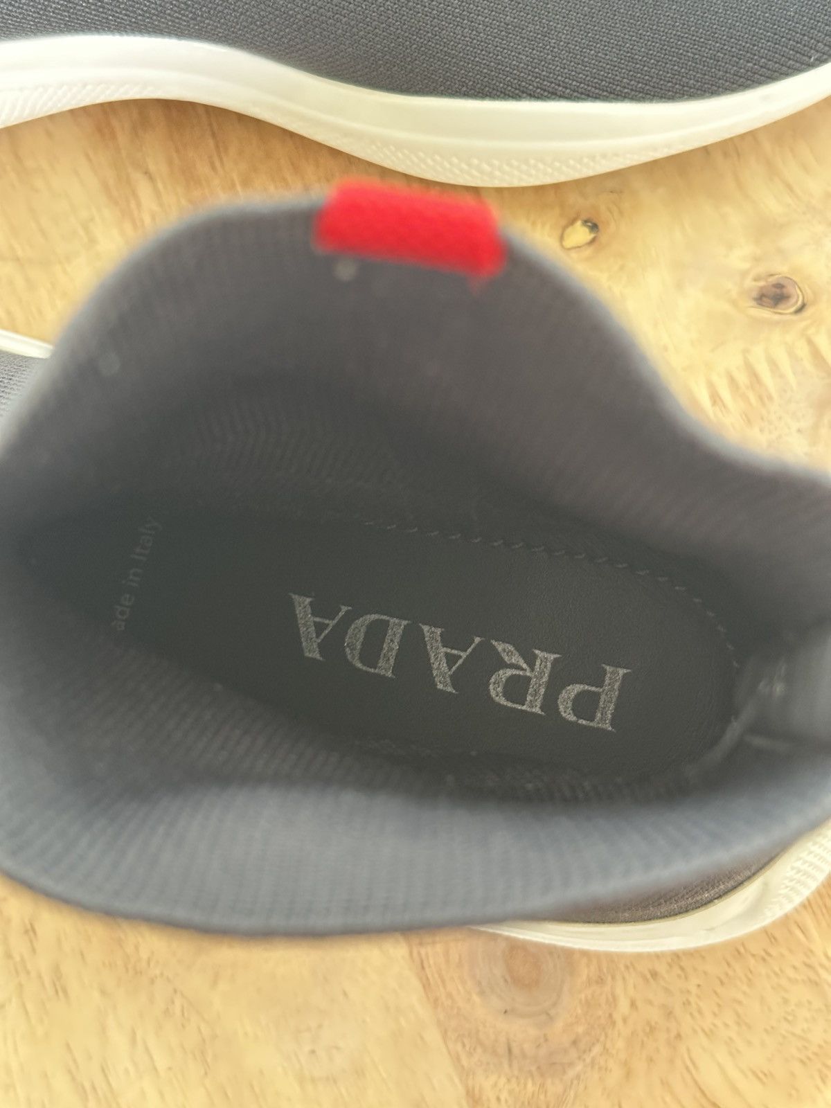 Designer × Prada Prada sock sneakers grey logo spellout Size US 5 / IT 35 - 9 Thumbnail