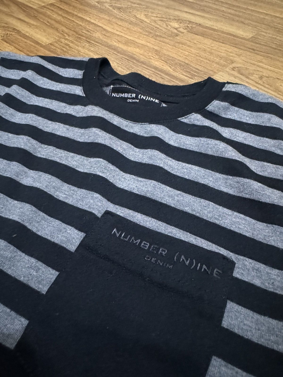 Number (N)ine NUMBER NINE N(N) STRIPED KURT COBAIN SINGLE POCKET SHIRT Size US S / EU 44-46 / 1 - 6 Thumbnail