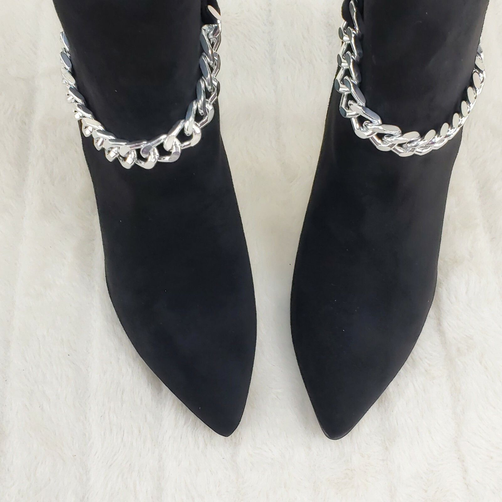 Other Crave Black FX Suede & Chain Sexy Pointy Toe 4" Stiletto Hig Size US 8 / IT 38 - 6 Thumbnail