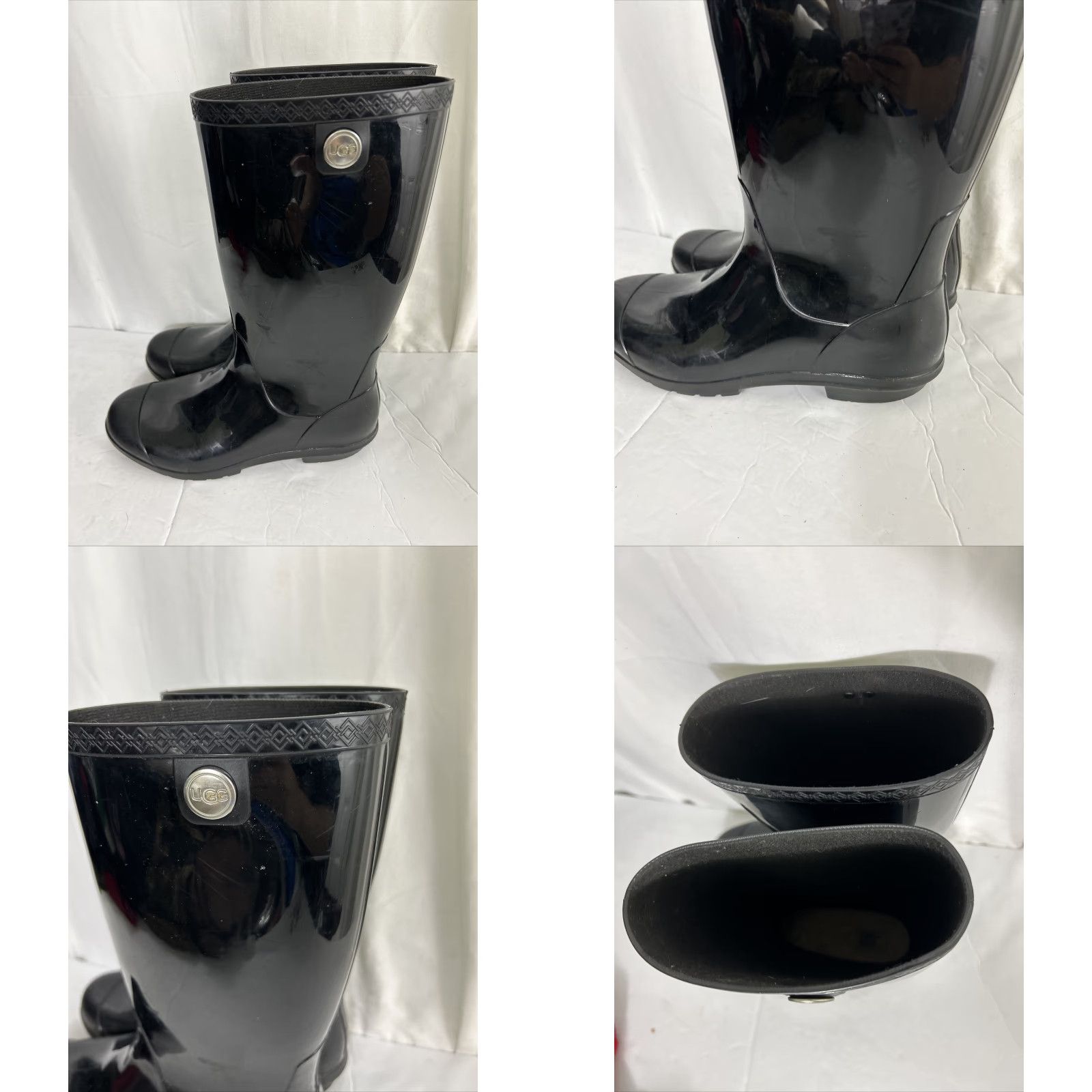 Ugg UGG Women Rain Boots Shaye Black Glossy Finish Waterproof 10 Size Rubber Size US 10 / IT 40 - 8 Thumbnail