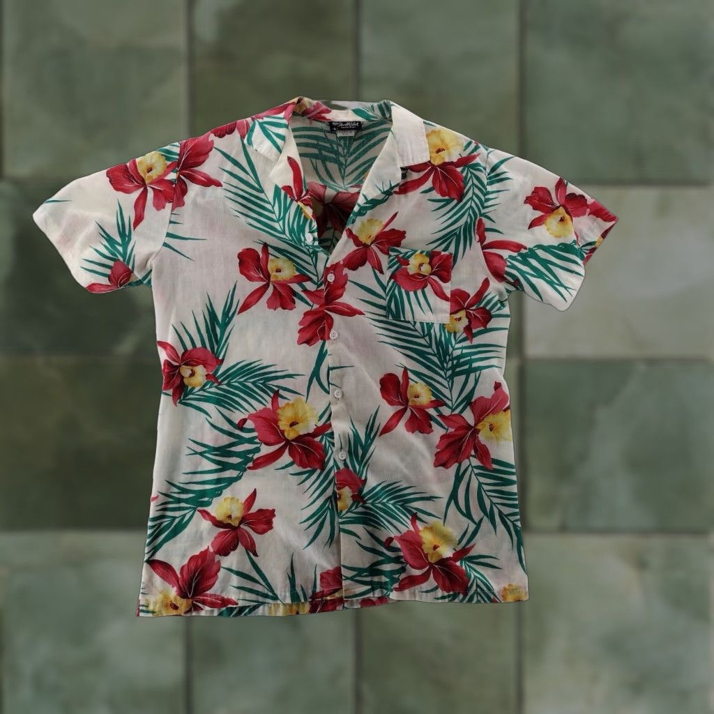 Vintage David Robert Shirt Mens Large Button-Down Cotton Aloha Pattern Hawaiian Shirt Size US L / EU 52-54 / 3 - 1 Thumbnail