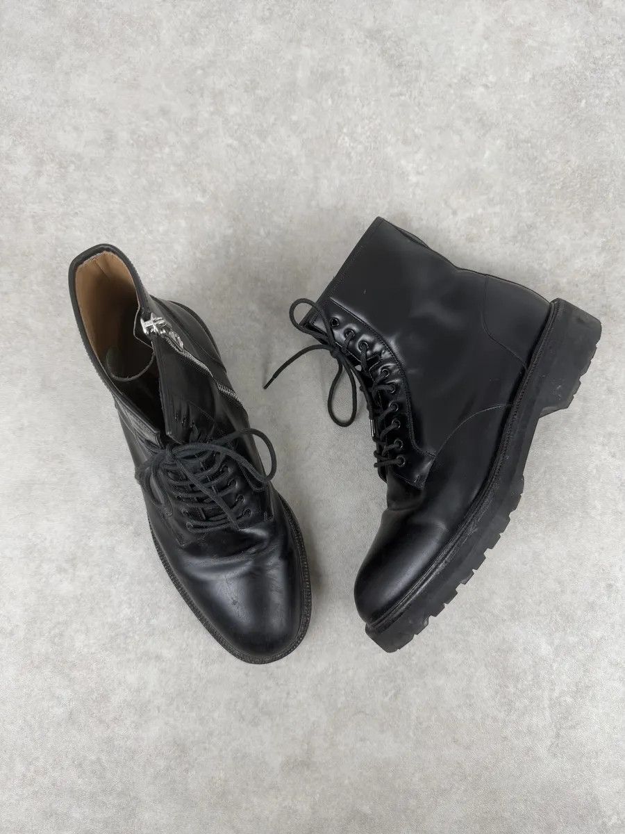 Dries Van Noten AW2017 Dries Van Noten Black Leather Combat Zip Boots Size US 12.5 / EU 45-46 - 8 Thumbnail