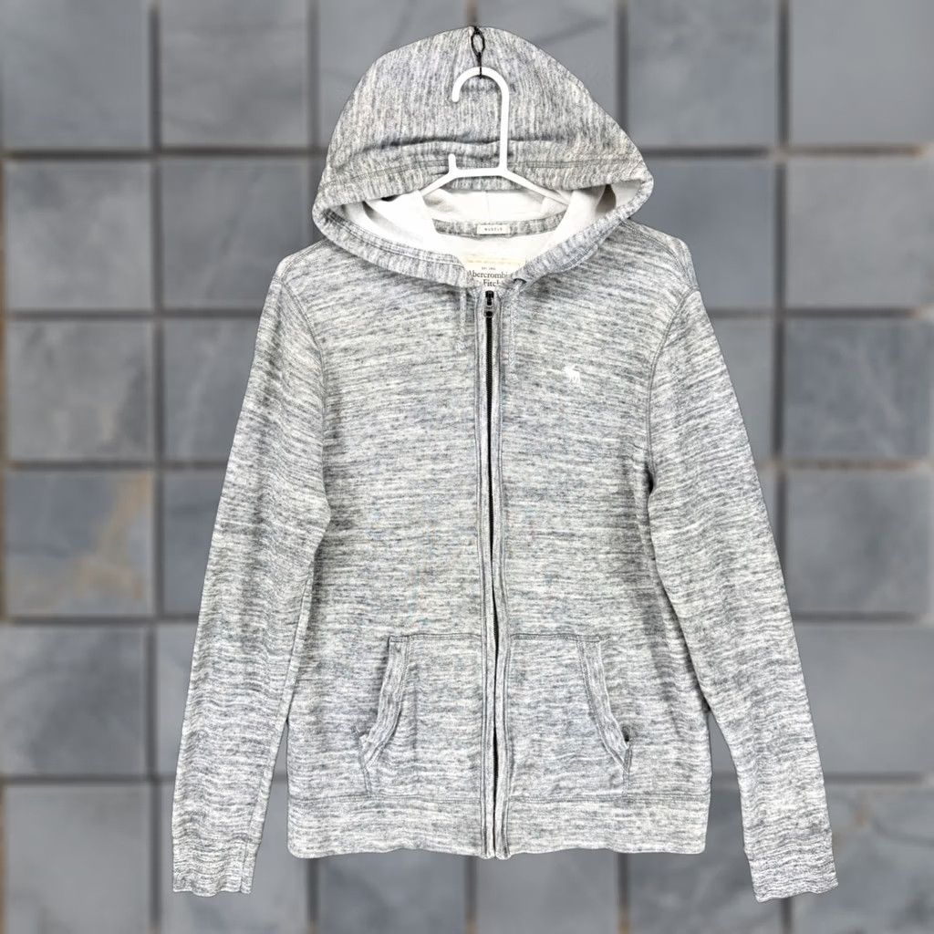 Abercrombie & Fitch Abercrombie & Fitch Mens M Muscle Fit Full Zip Hoodie Grey Marled Moose Logo Size US M / EU 48-50 / 2 - 1 Thumbnail