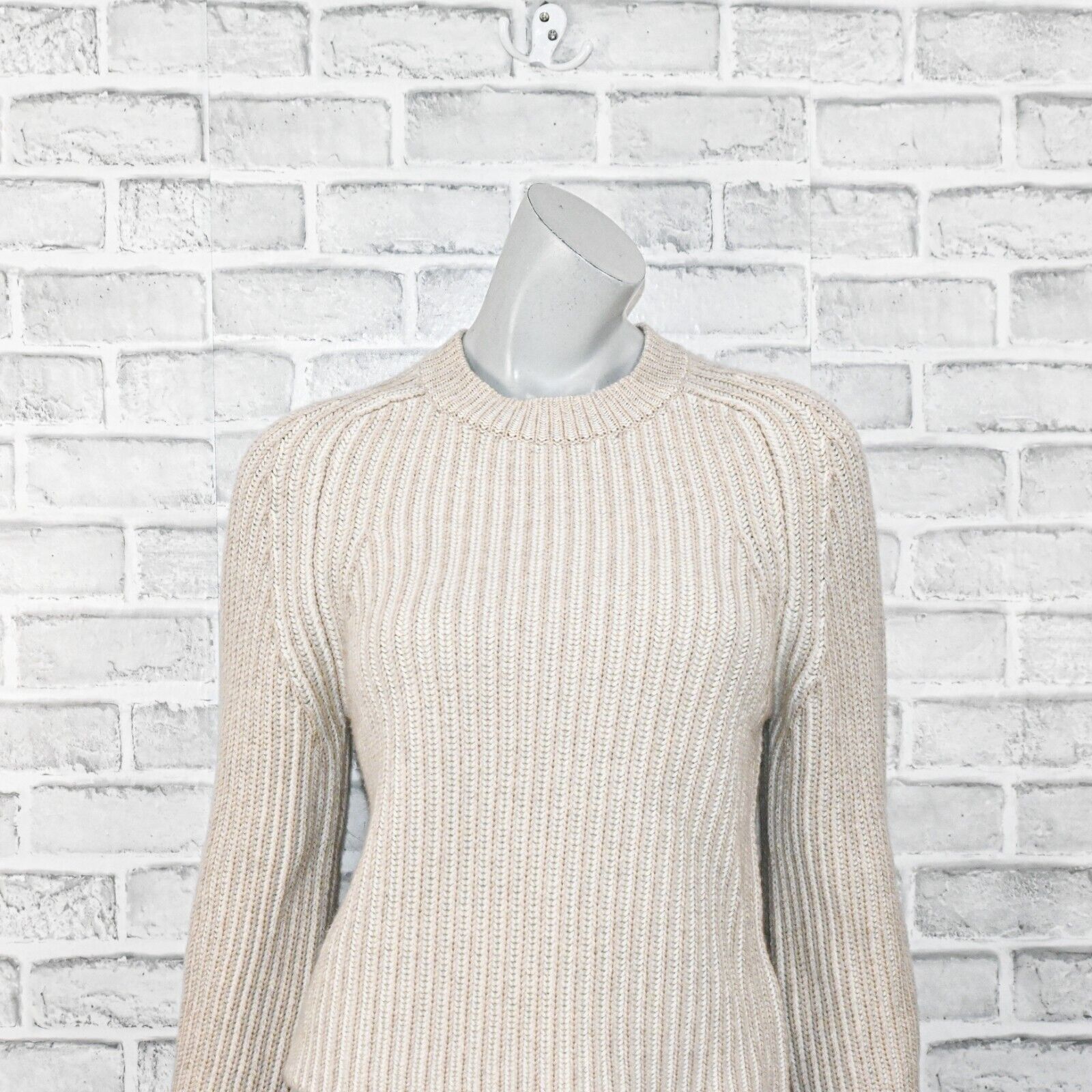 NAADAM NAADAM Women's Cashmiro Ribbed Crewneck Sweater in Oatmeal Size S / US 4 / IT 40 - 9 Thumbnail
