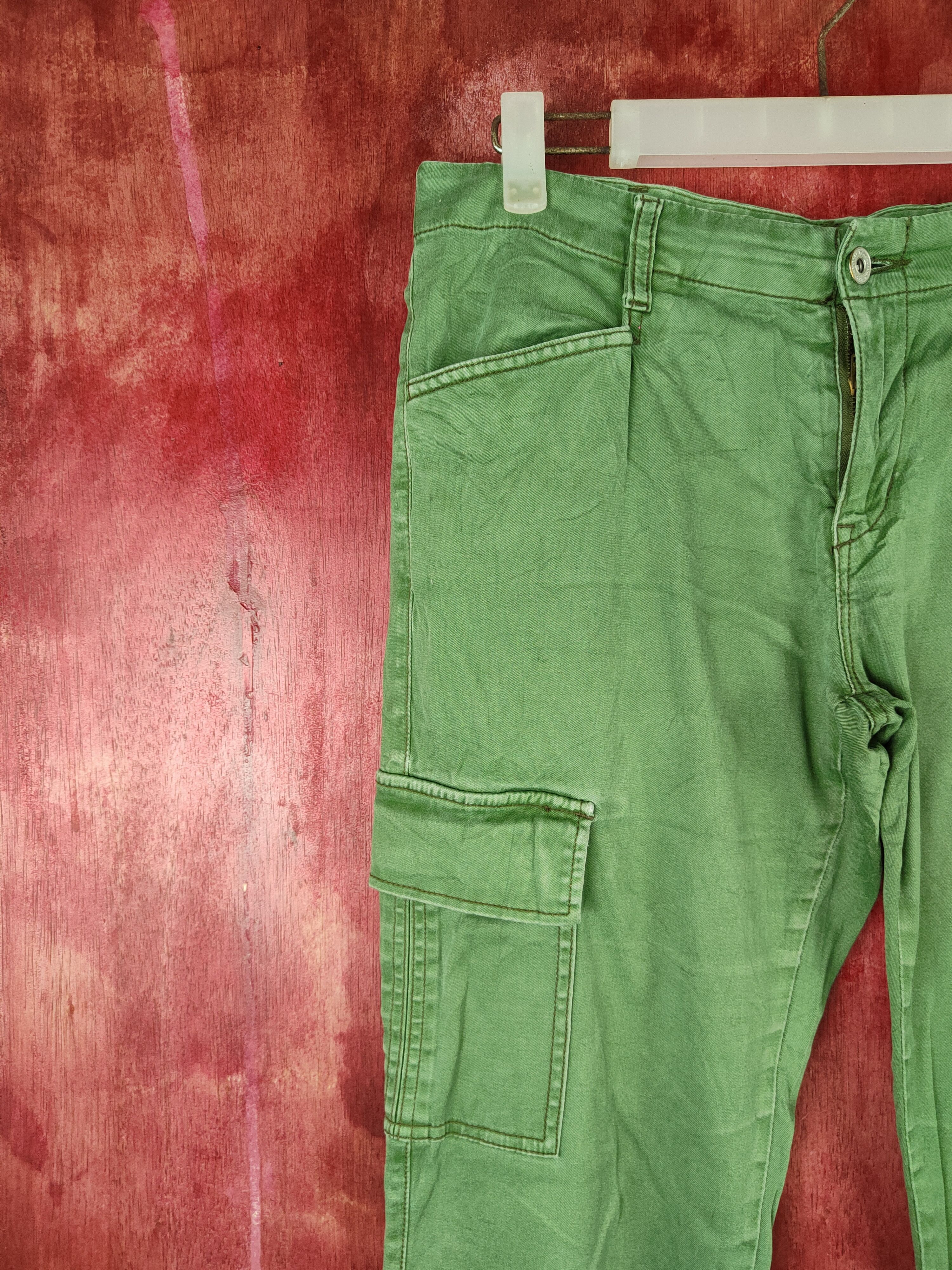 Global Work × Japanese Brand Global Work Green Multipocket Tactical Cargo Pants #S1415 Size US 31 - 3 Thumbnail