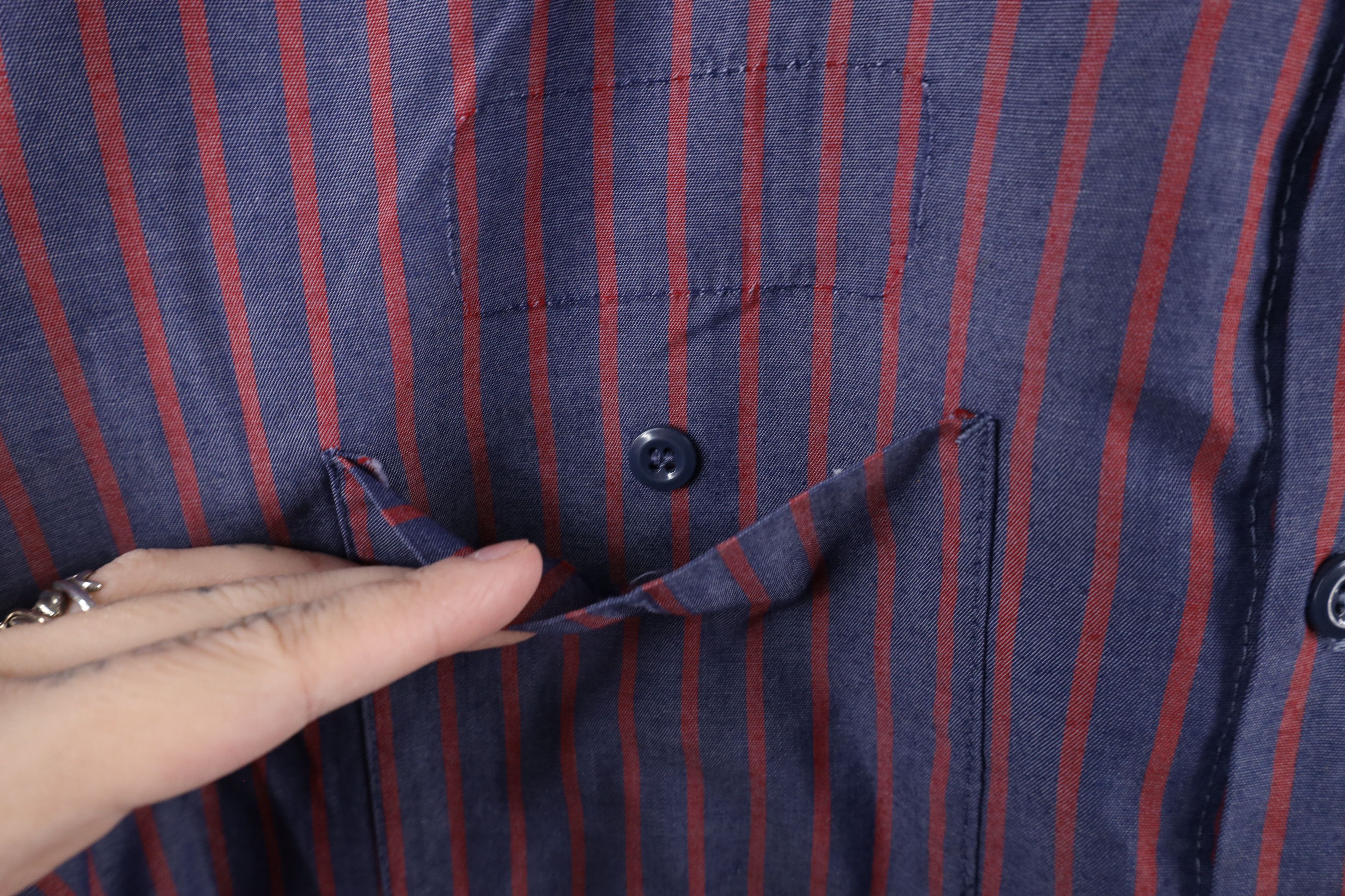 Vintage Vintage 90s Streetwear Striped Work Mechanic Button Shirt Size US M / EU 48-50 / 2 - 6 Thumbnail