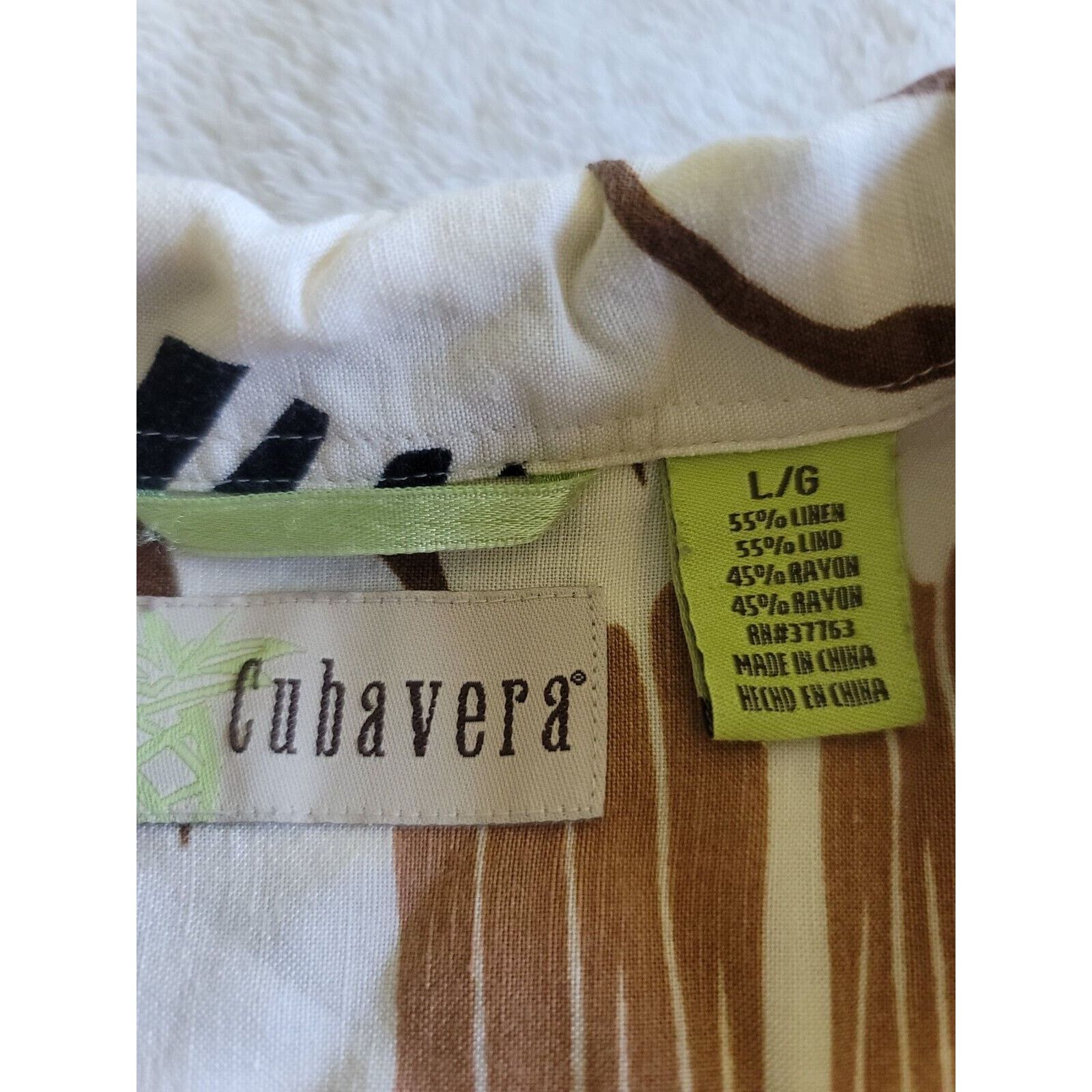 Cubavera Cubavera Mens Shirt Short Sleeve Linen/Rayon Size L Size US L / EU 52-54 / 3 - 2 Thumbnail