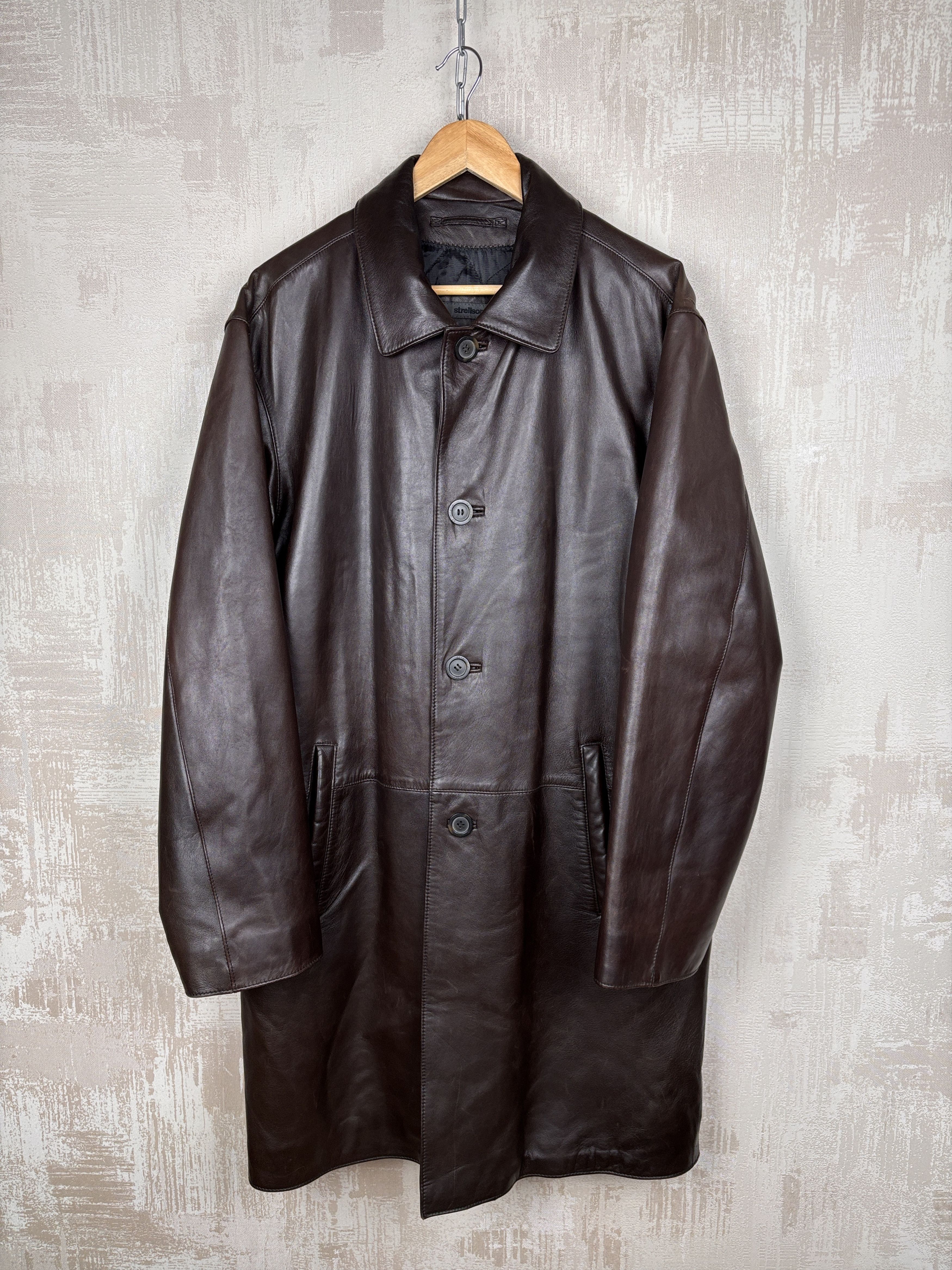 Strellson Strellson Vintage Leather Long Coat Jacket Size 50 Size US L / EU 52-54 / 3 - 7 Thumbnail