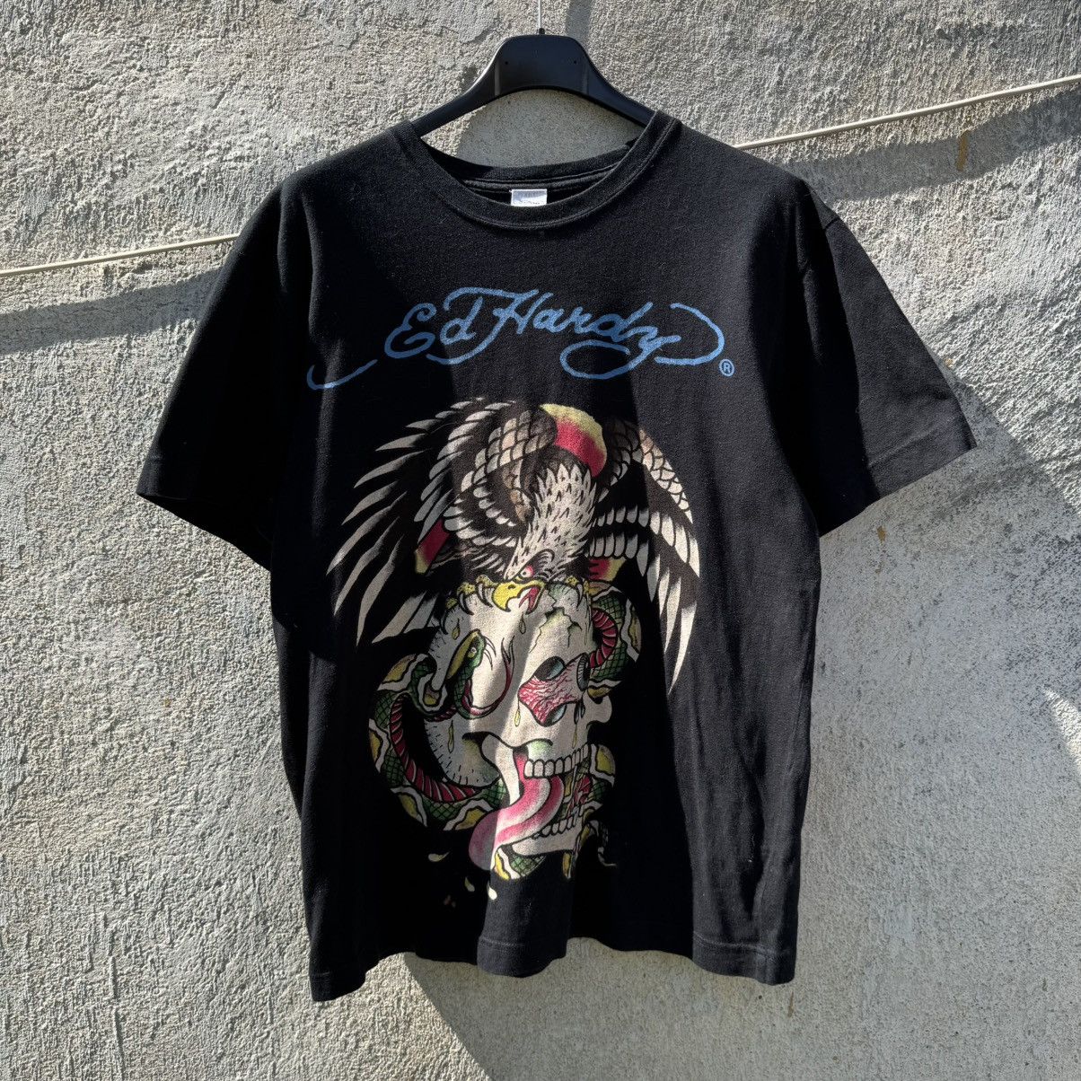 Christian Audigier × Ed Hardy Ed Hardy by Christian Audigier Black Printed T-shirt y2k Size US S / EU 44-46 / 1 - 2 Thumbnail