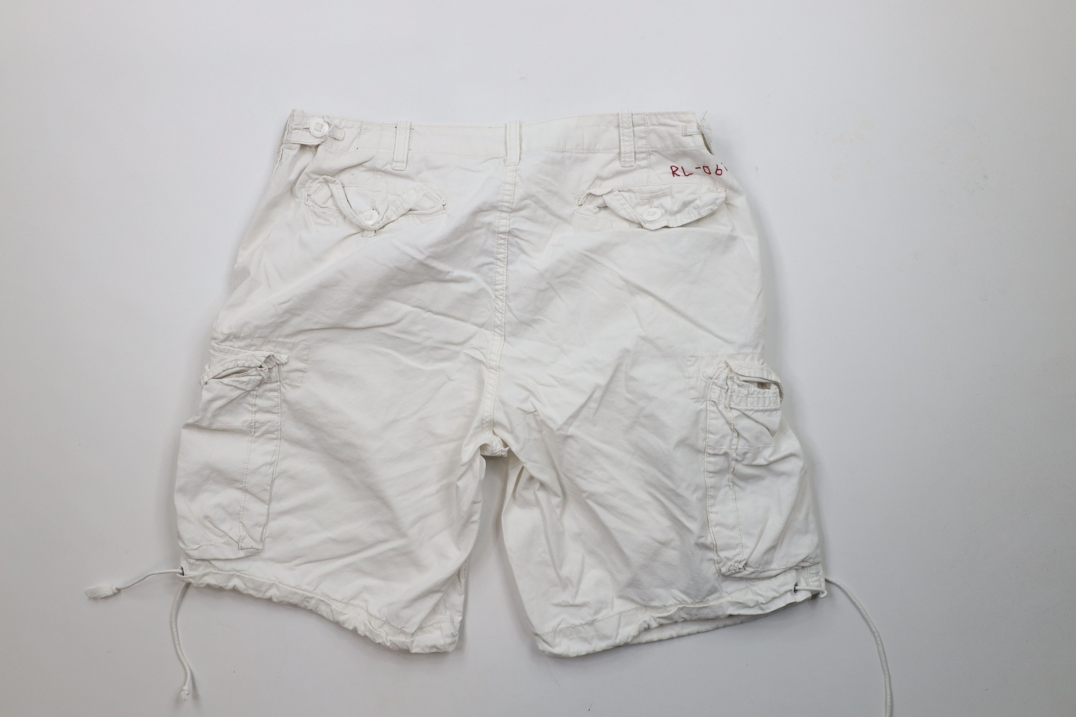 Ralph Lauren × Vintage Vintage 90s Ralph Lauren Military Cargo Shorts Cream Cotton Size US 36 / EU 52 - 8 Thumbnail
