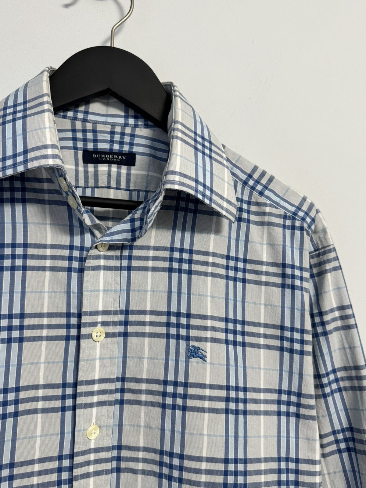Burberry Vintage Burberry Nova Check Long Sleeve Blue Shirt Size US L / EU 52-54 / 3 - 6 Thumbnail