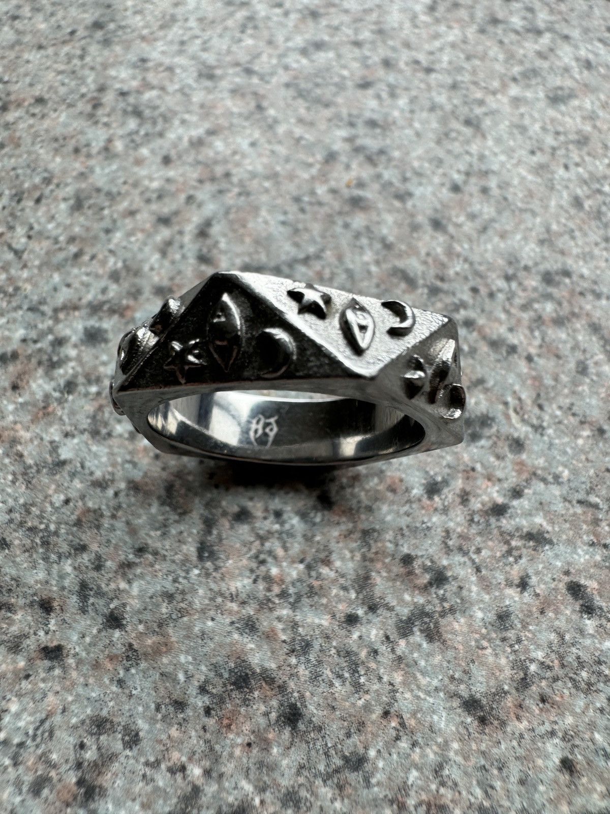 image of Vintage Hard Jewlery Astrology Ring -Size 8 in Silver, Men's
