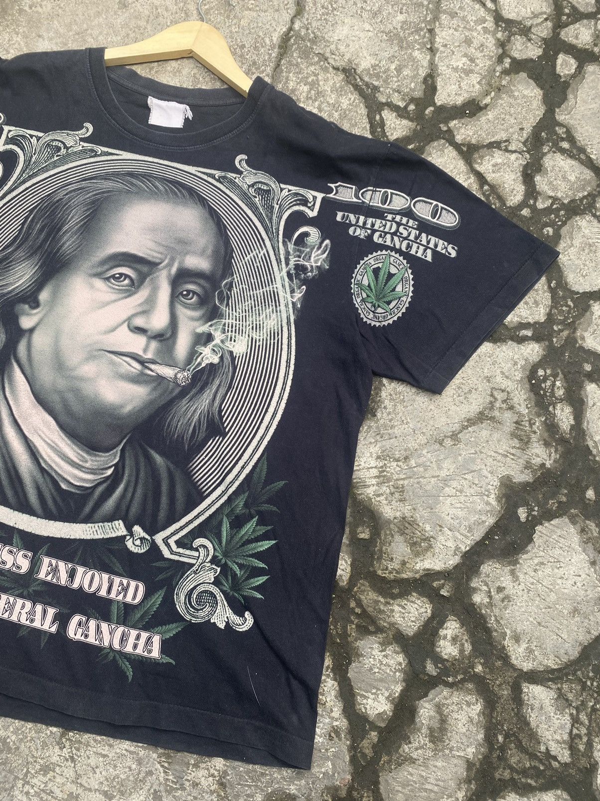 Rap Tees Vintage Benjamin Franklin Money AOP Weed Parody Size US XL / EU 56 / 4 - 4 Thumbnail