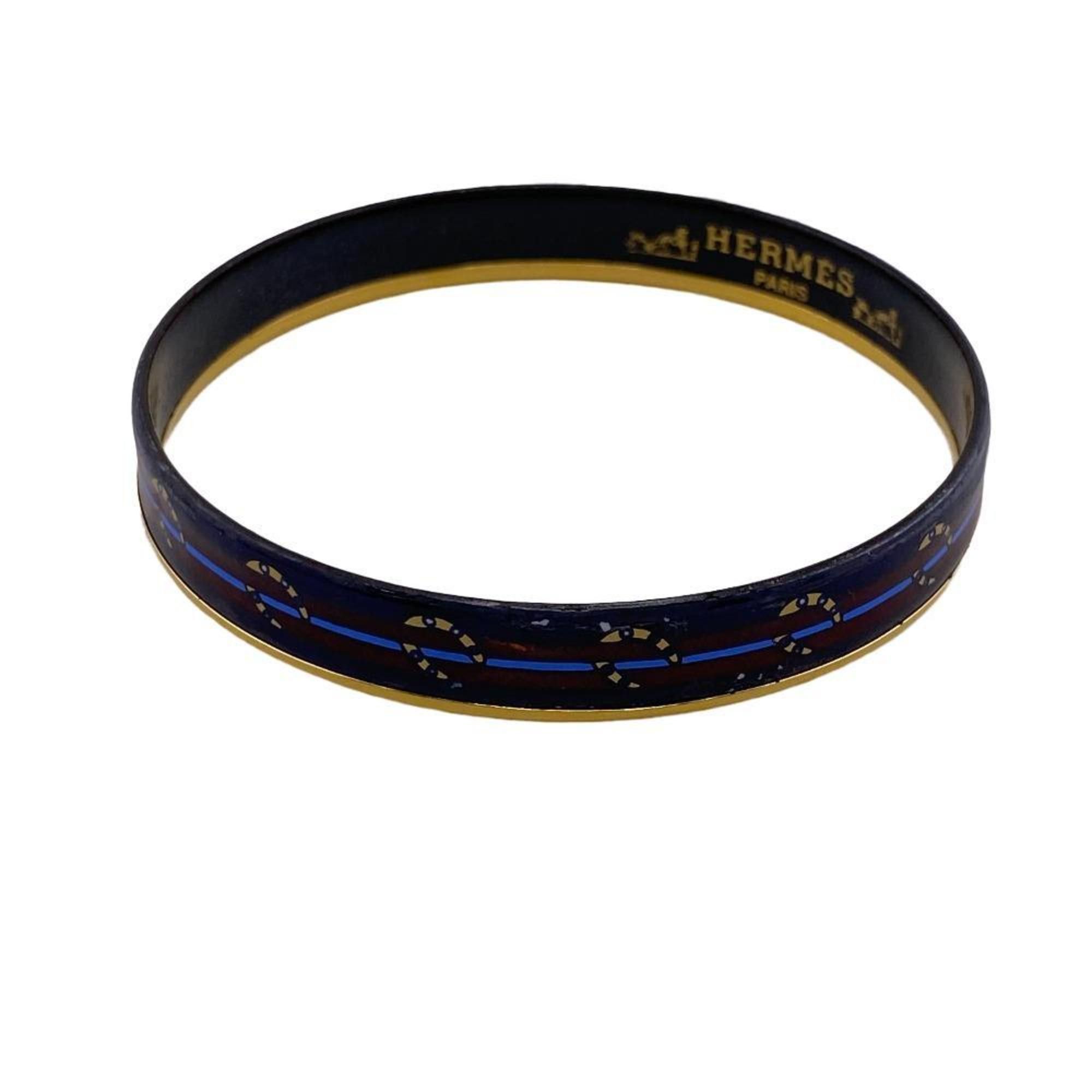 image of Hermes Emaille Pm Bangle Navy Unisex Z0006260 in Gold, Women's