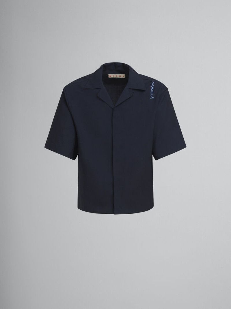 Marni o1f1d3z0326 Bowling Shirt in Navy Size US S / EU 44-46 / 1 - 1 Thumbnail