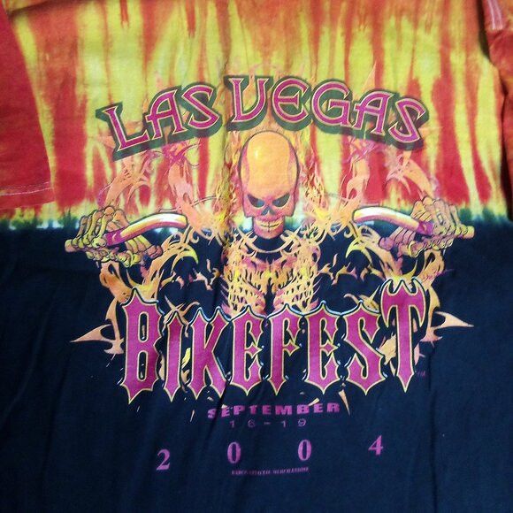 Hanes Vintage Las Vegas Bikefest 2004 Flame Fire Tie Dye T-Shirt Size US XXL / EU 58 / 5 - 1 Thumbnail