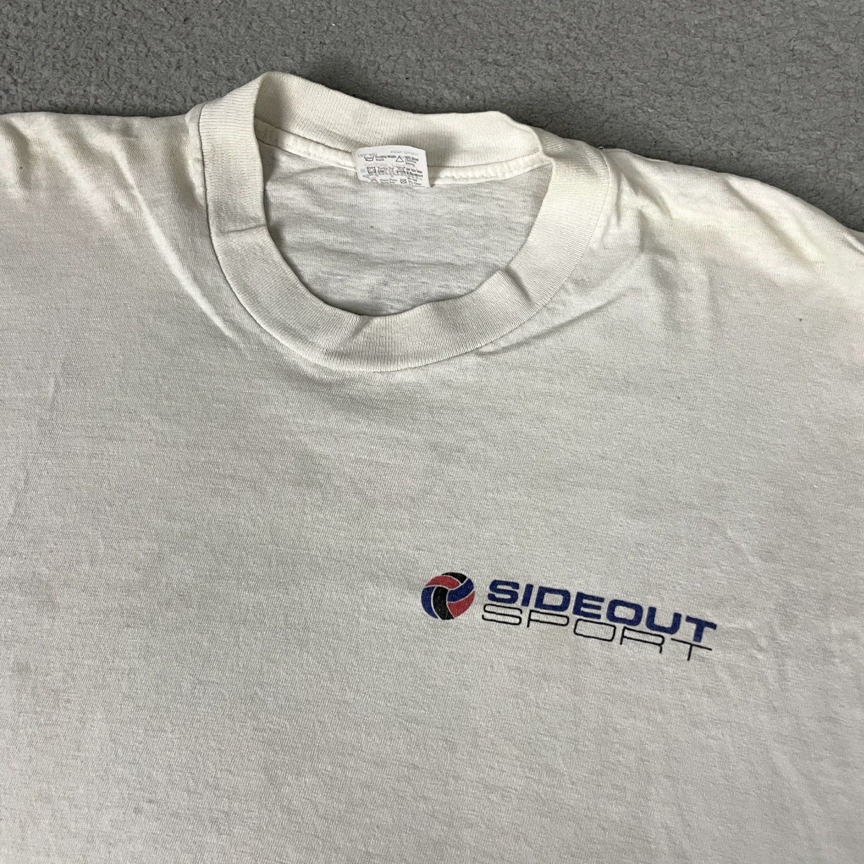 Sideout VINTAGE Sideout T Shirt Adult XL White Sports 80s USA Distressed Borneo Faded Mens Regular Size US XL / EU 56 / 4 - 2 Thumbnail