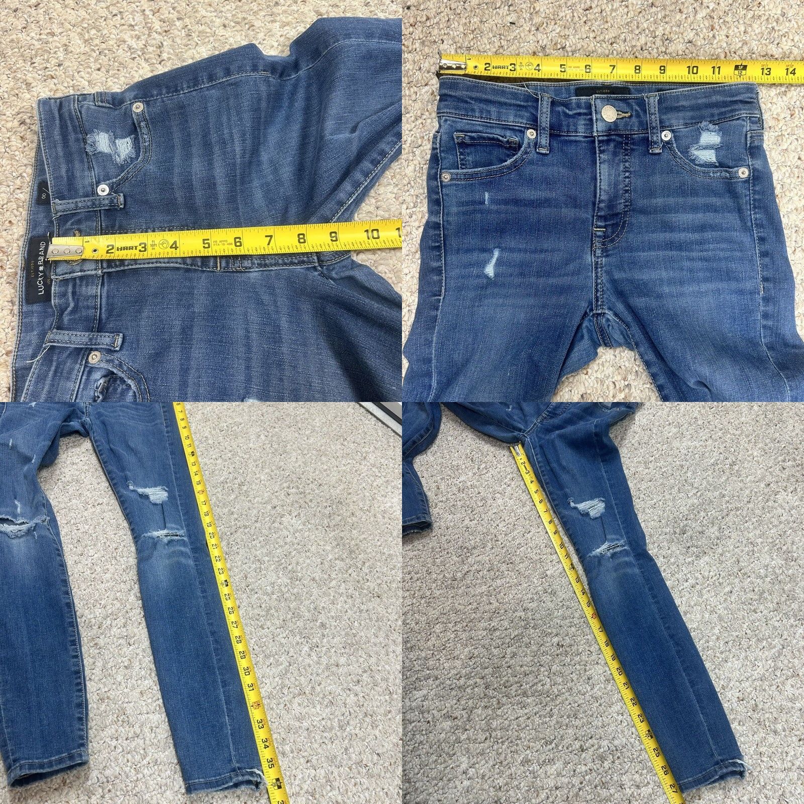 Lucky Brand Lucky Brand Ava Super Skinny Jeans Womens 00 24 Mid Rise Denim Stretch Jeans Blue Button Zipper Logo Size 25" / US 0 / IT 36 - 8 Thumbnail