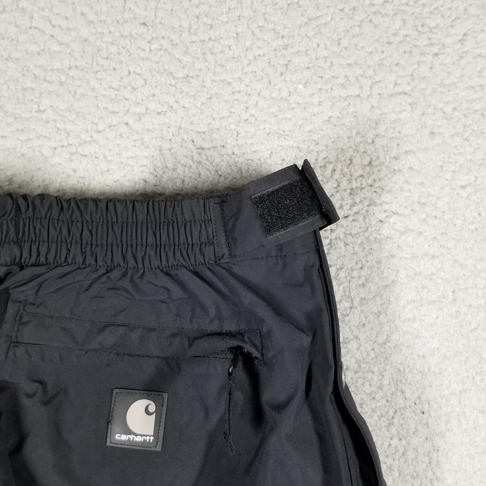 Carhartt VINTAGE Carhartt Rain Pants Women L Black Nylon Lined Side Zip Adjustable Waist Work Size 36" / US 14 / IT 50 - 7 Thumbnail