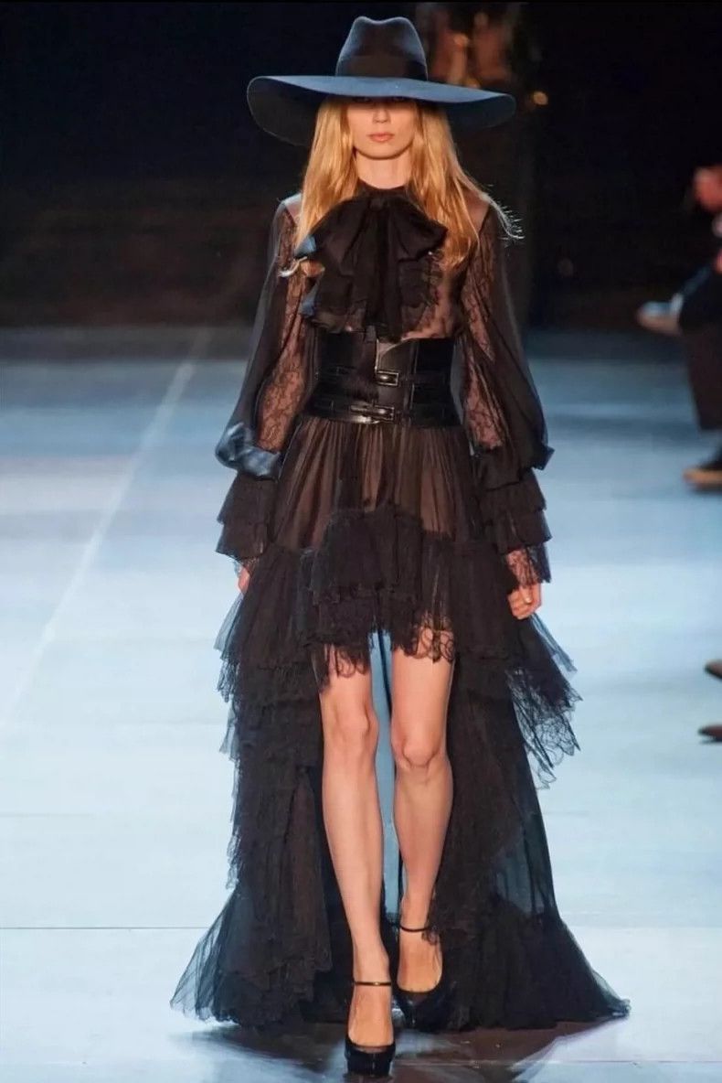 Saint Laurent Paris Saint Laurent Paris Saint Laurent Sheer Black Frill Blouse Size M / US 6-8 / IT 42-44 - 2 Thumbnail